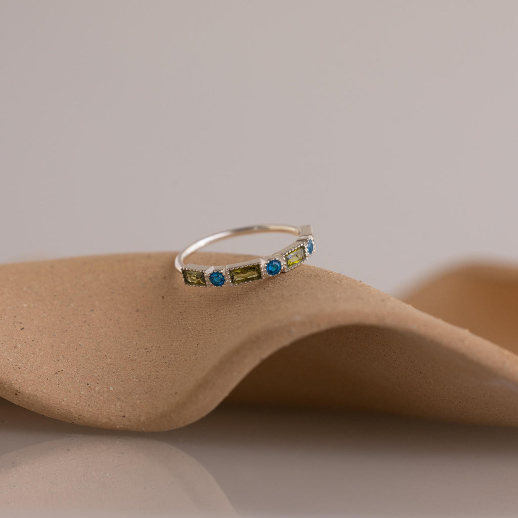 Mixed Art Deco Birthstone Ring