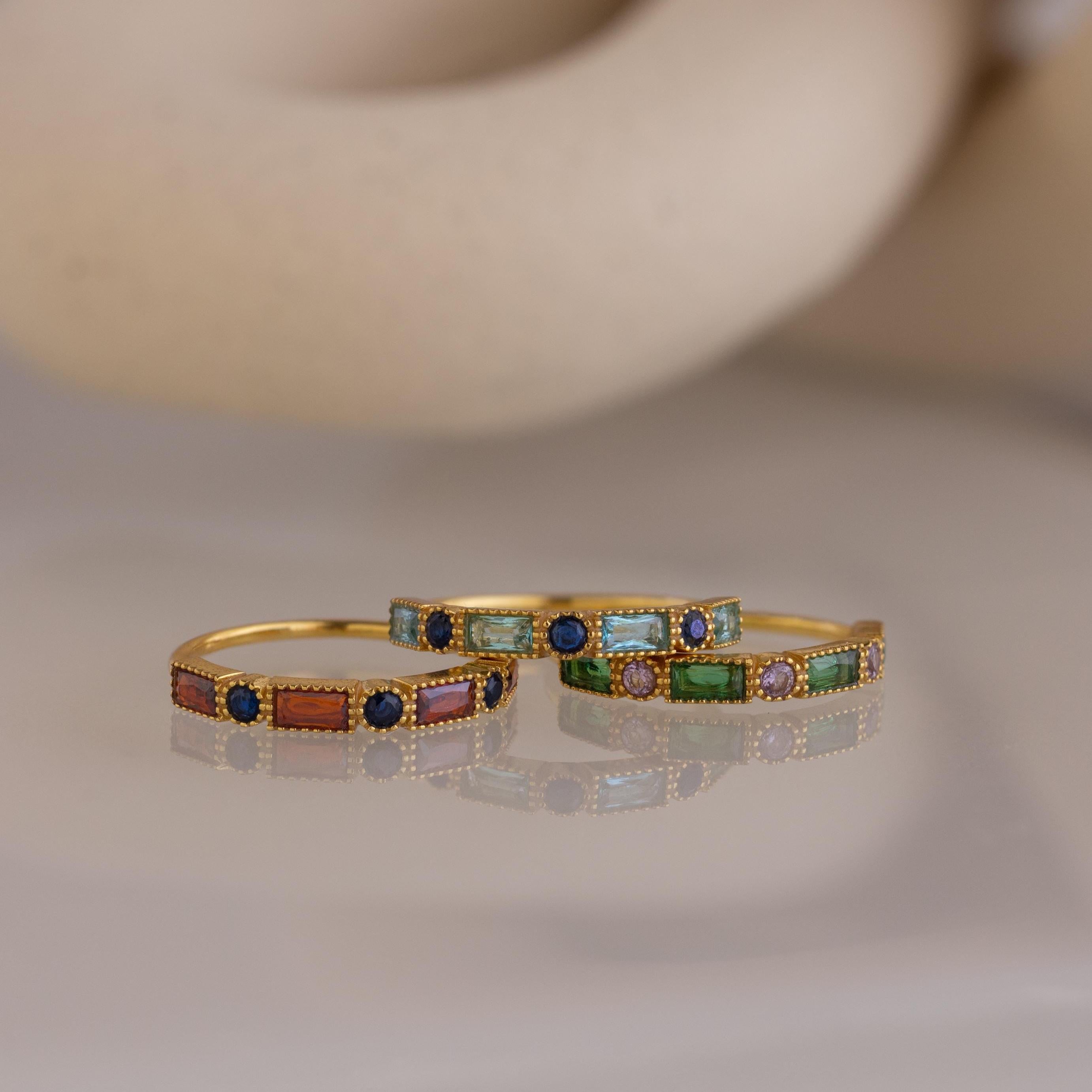 Mixed Art Deco Birthstone Ring