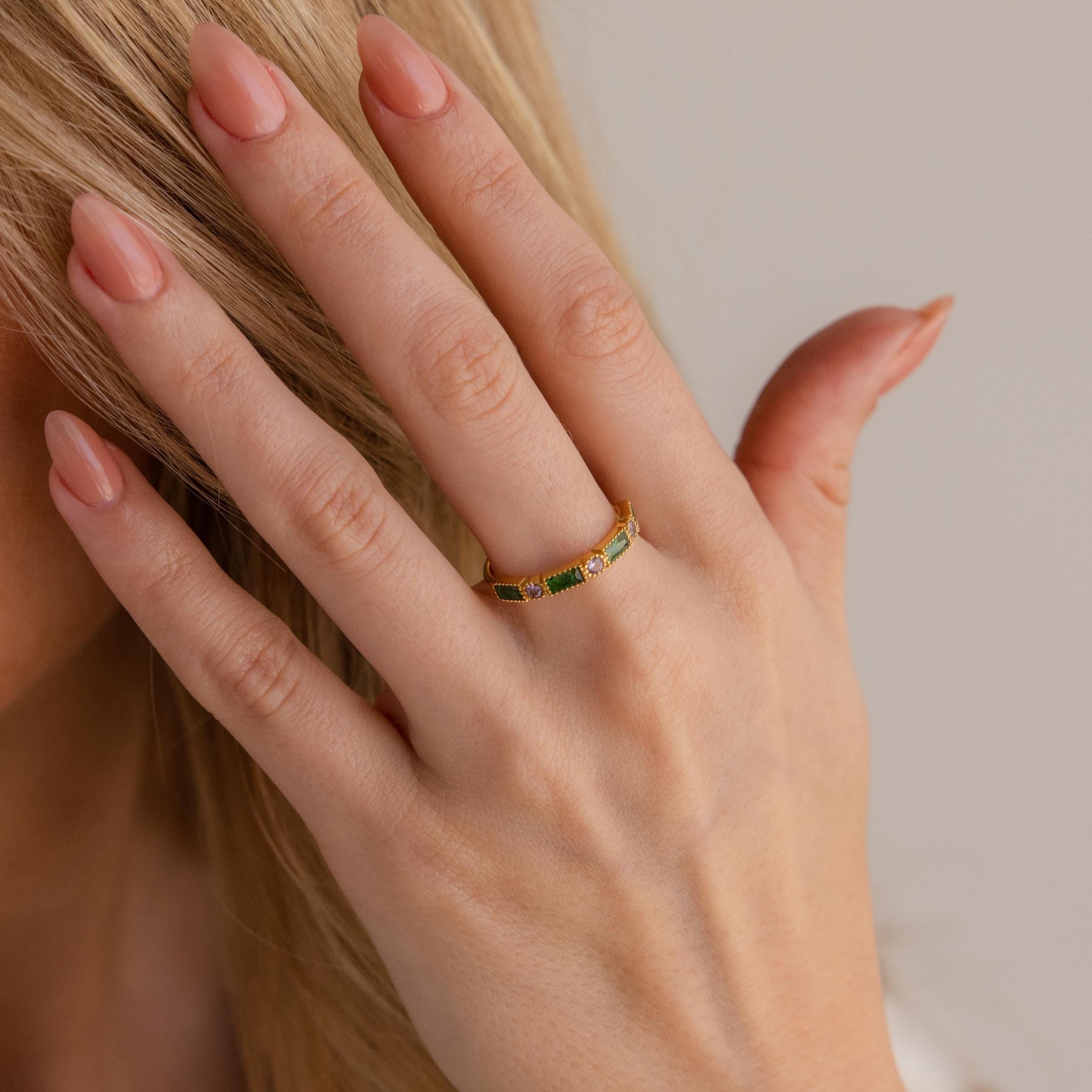 Mixed Art Deco Birthstone Ring