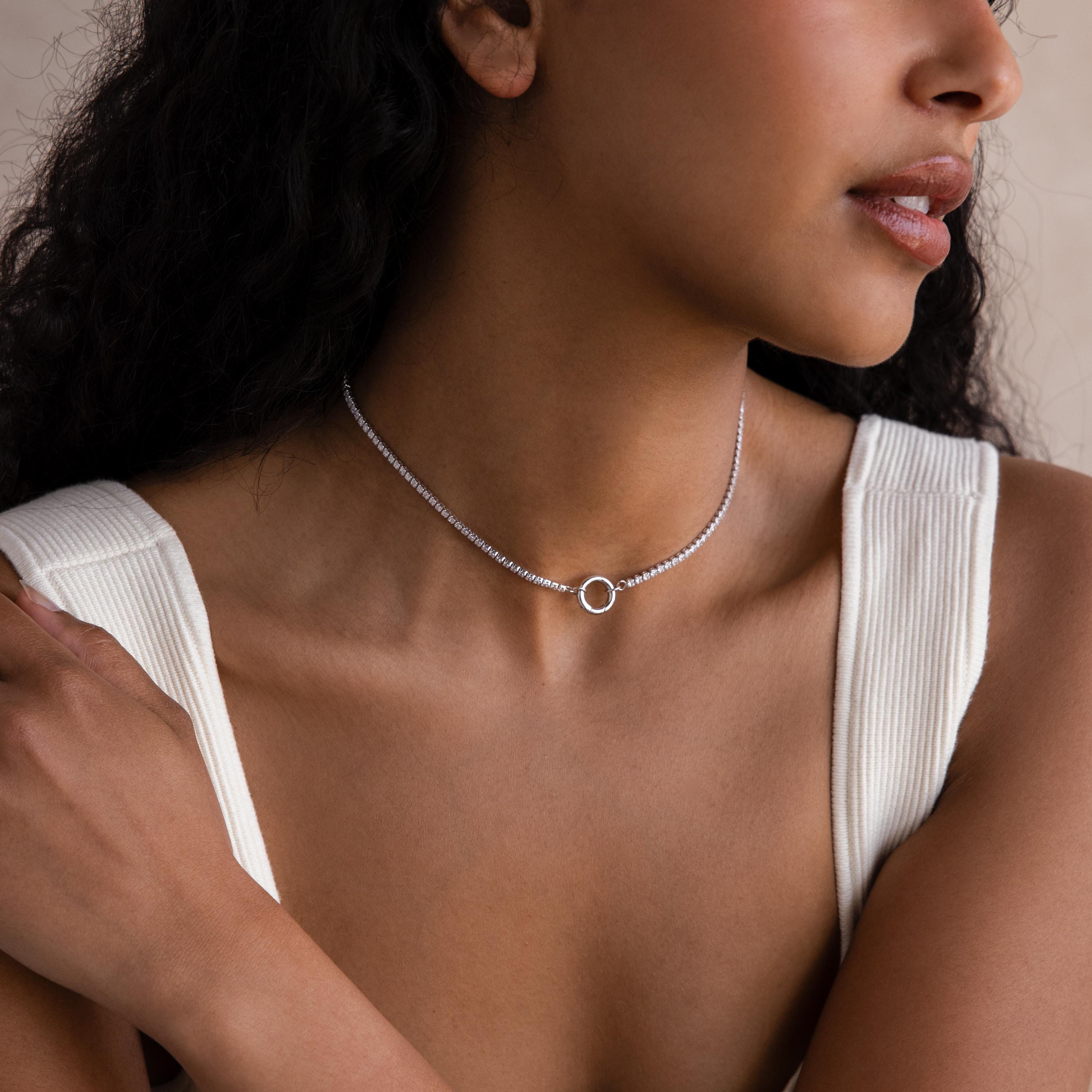 Diamond Tennis Clasp Necklace