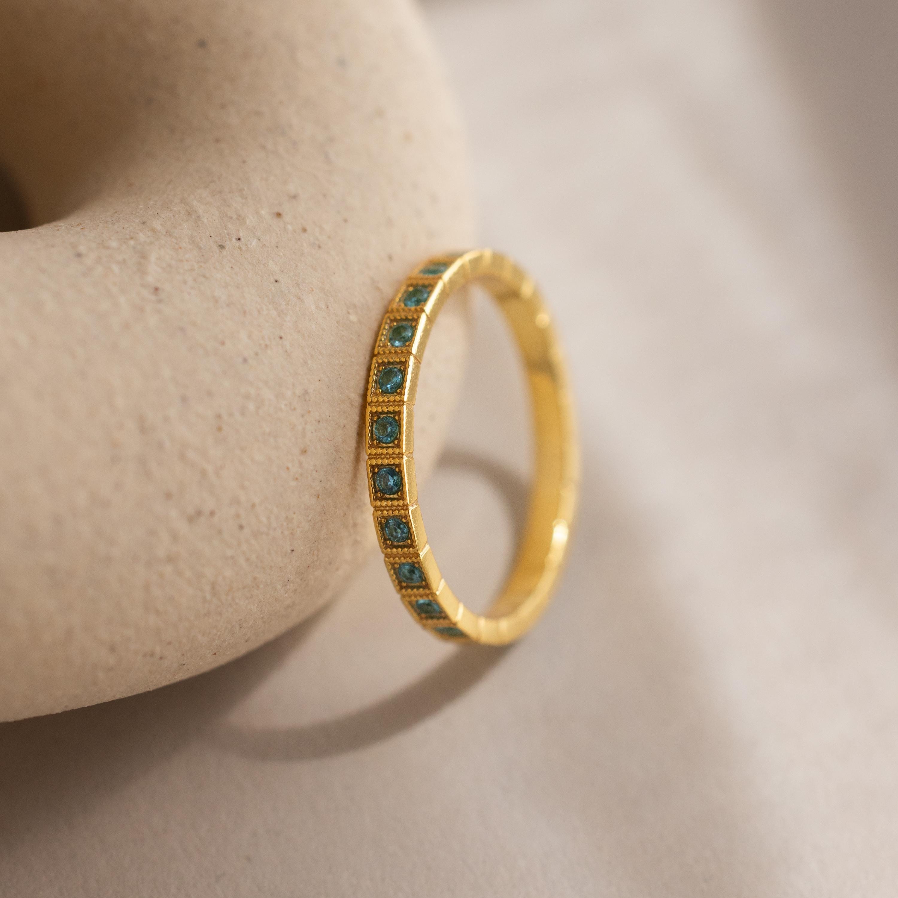 Art Deco Birthstone Eternity Ring