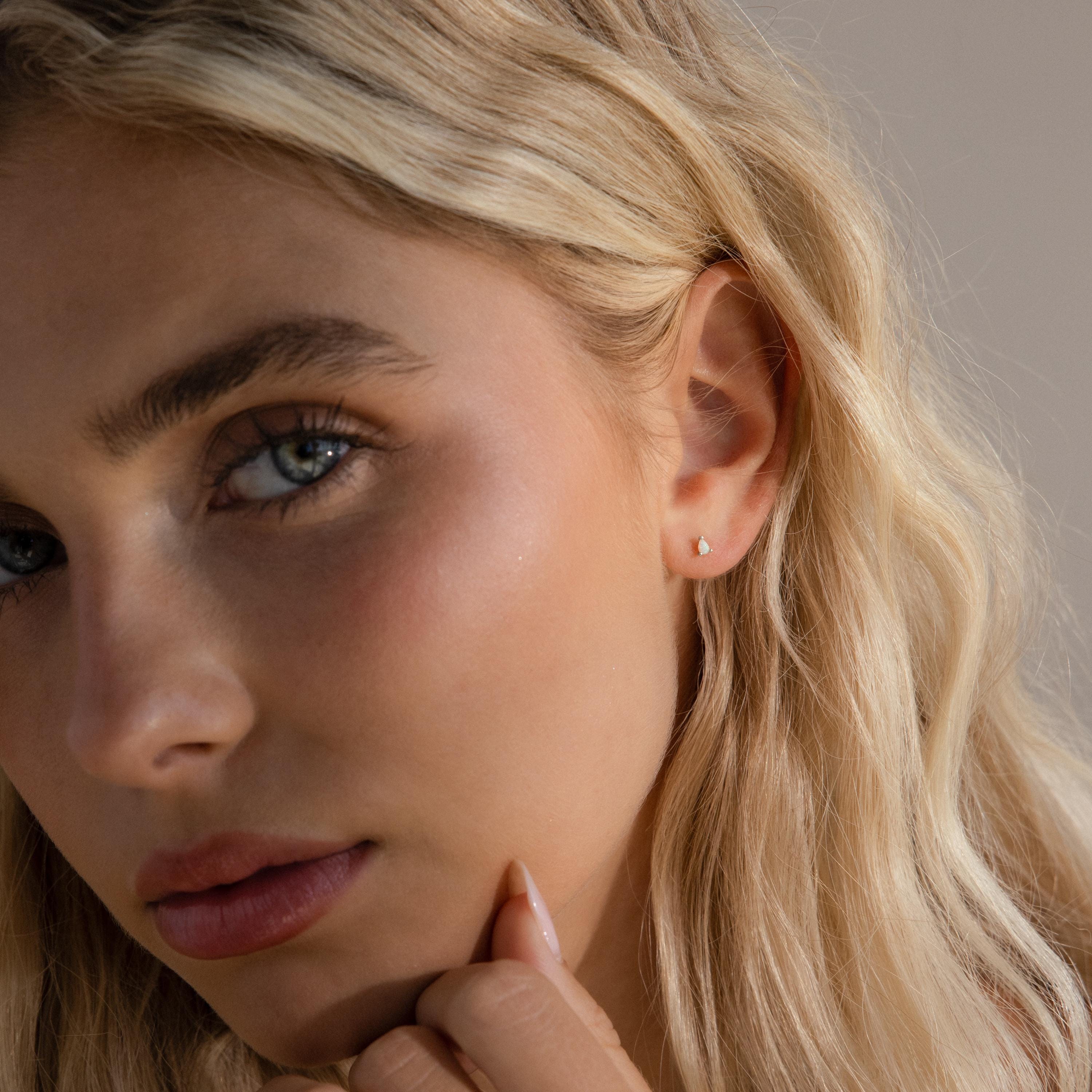 Opal Teardrop Flatback Studs