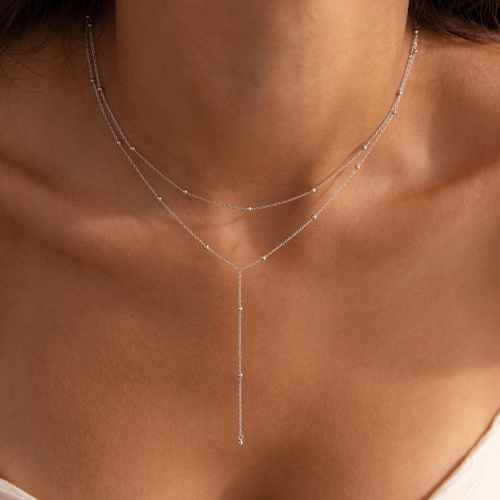 Duo Satellite Lariat Necklace