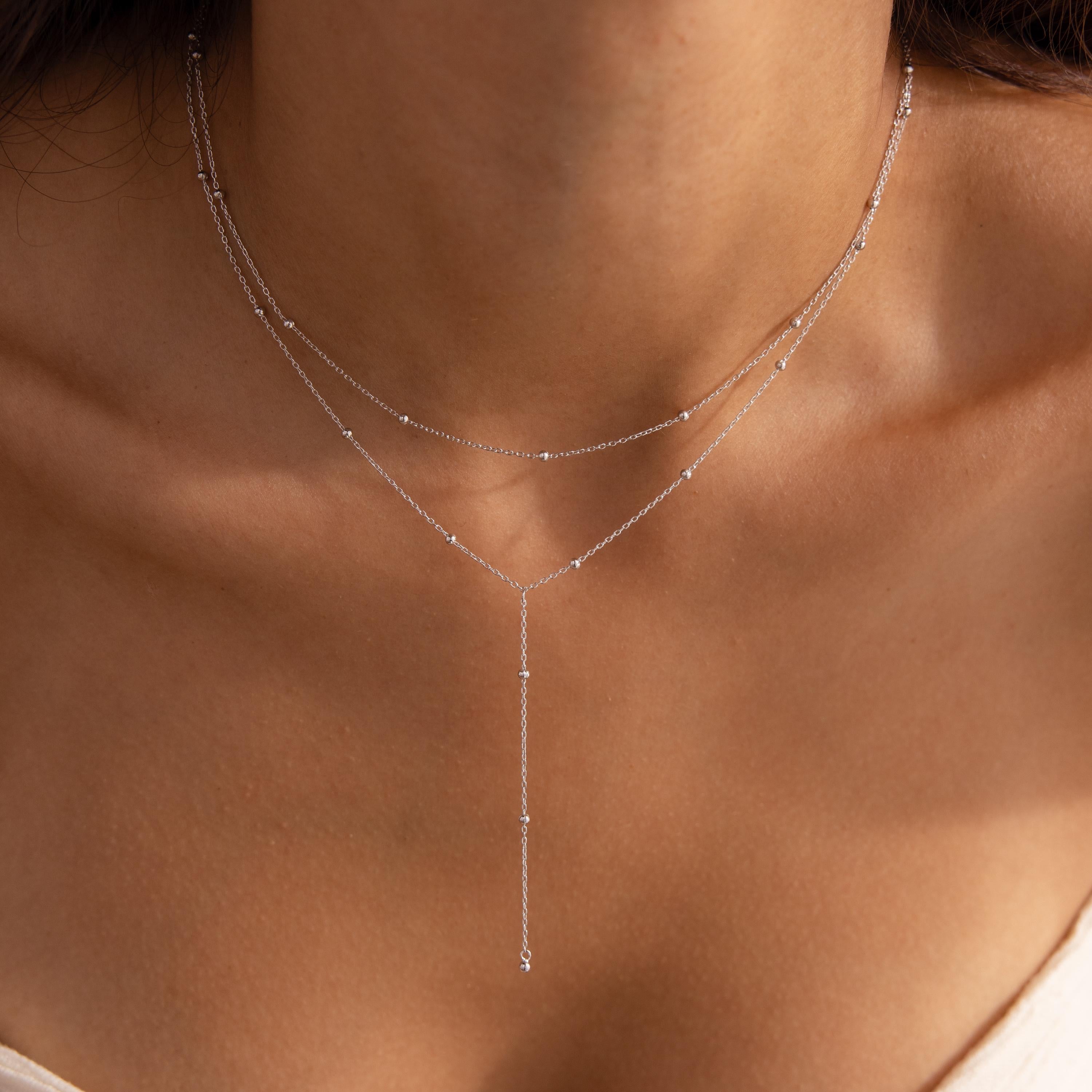 Duo Satellite Lariat Necklace