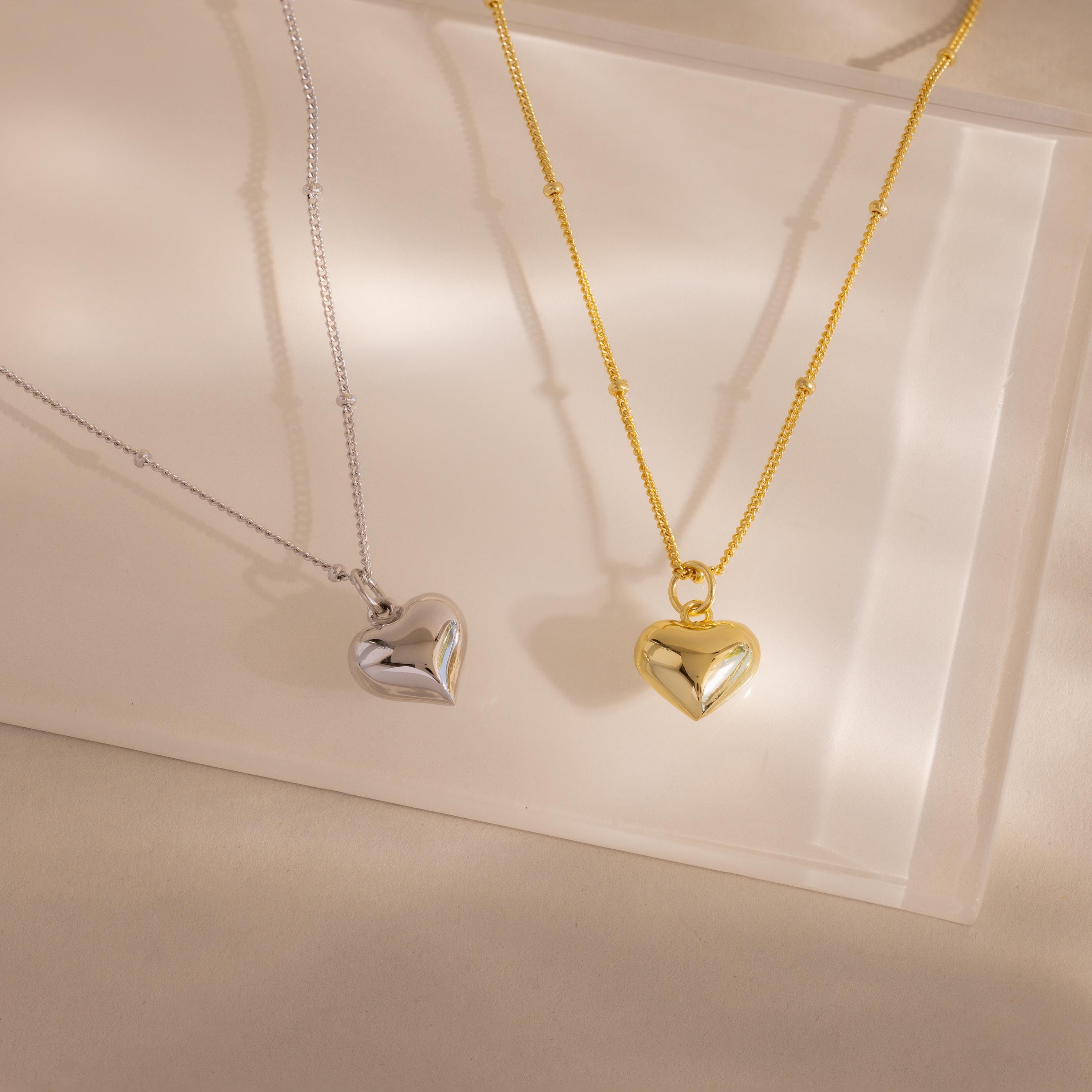 Puff Heart Charm Necklace