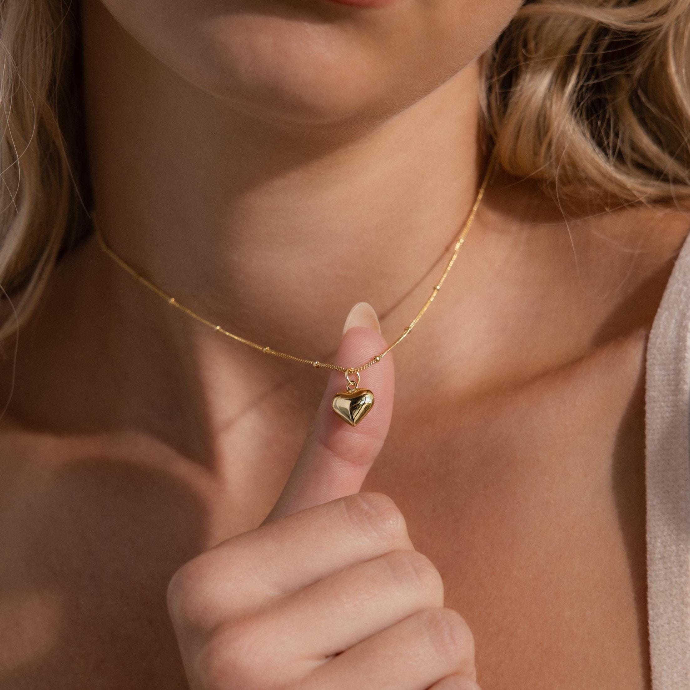Puff Heart Charm Necklace