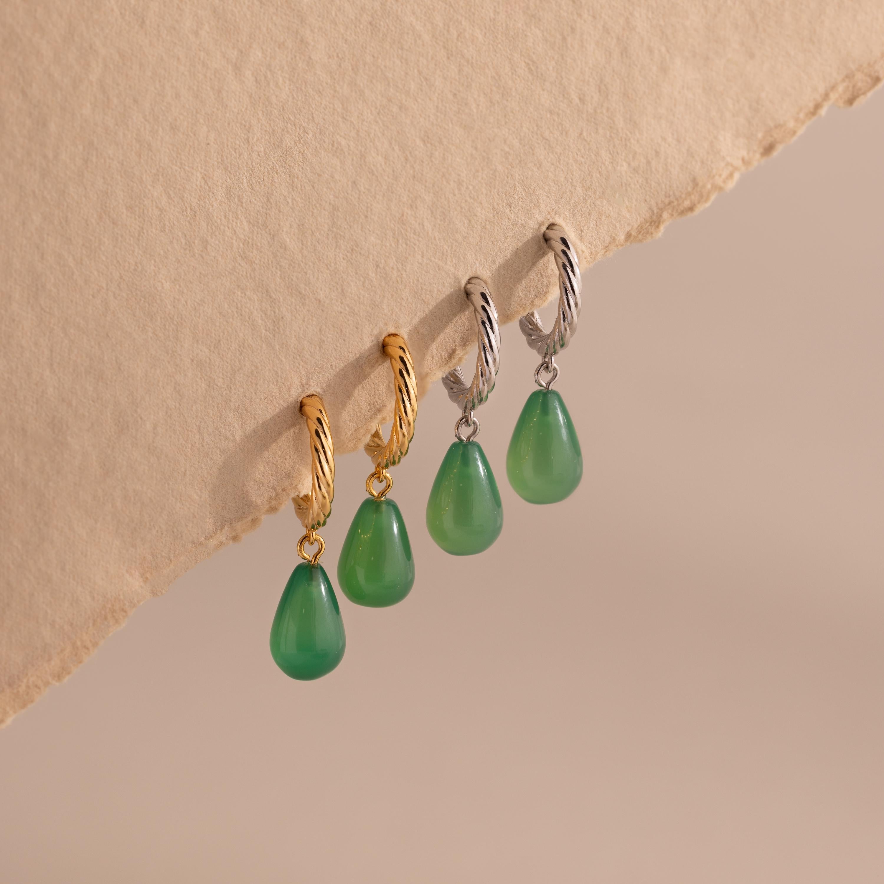 Twisted Jade Hoops