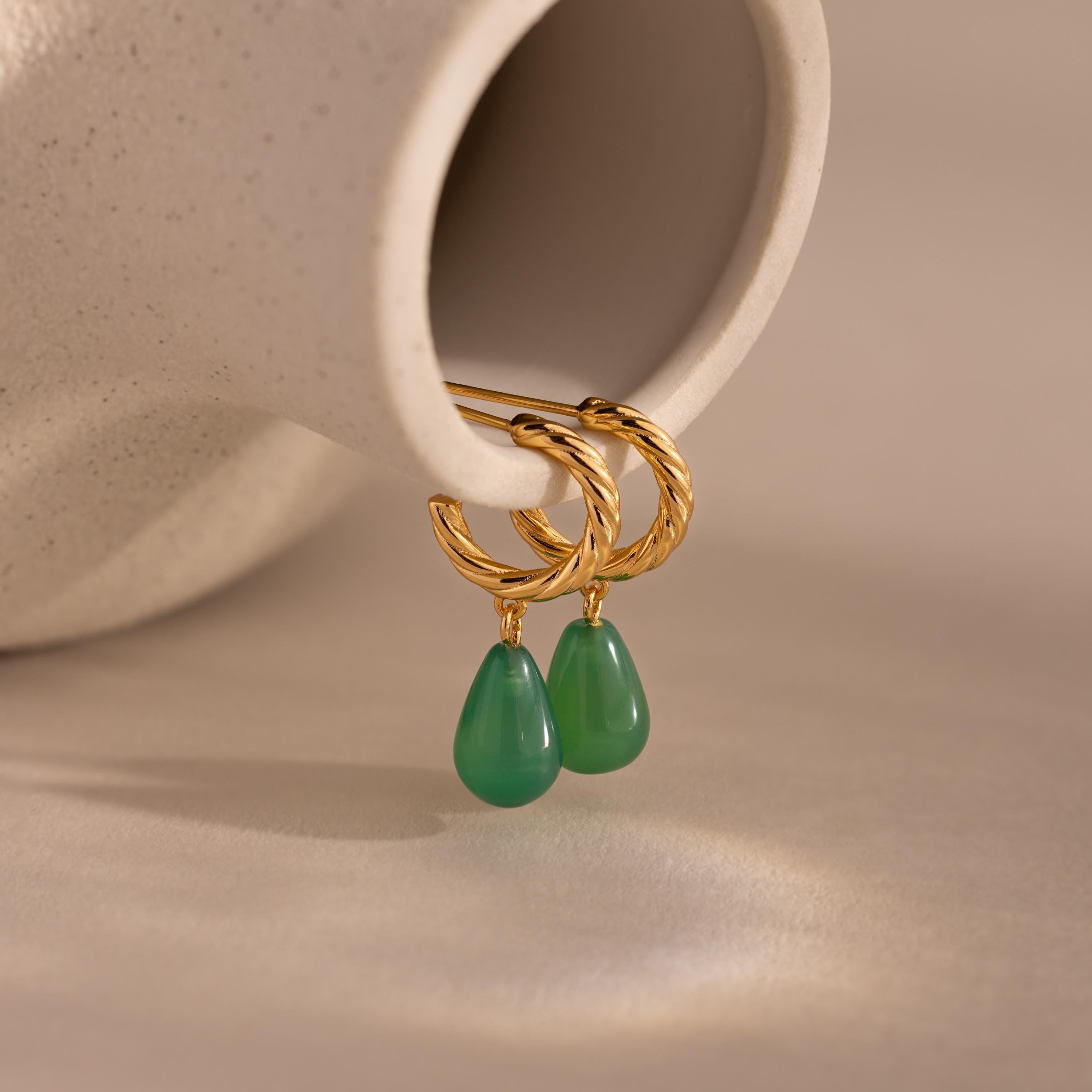 Twisted Jade Hoops