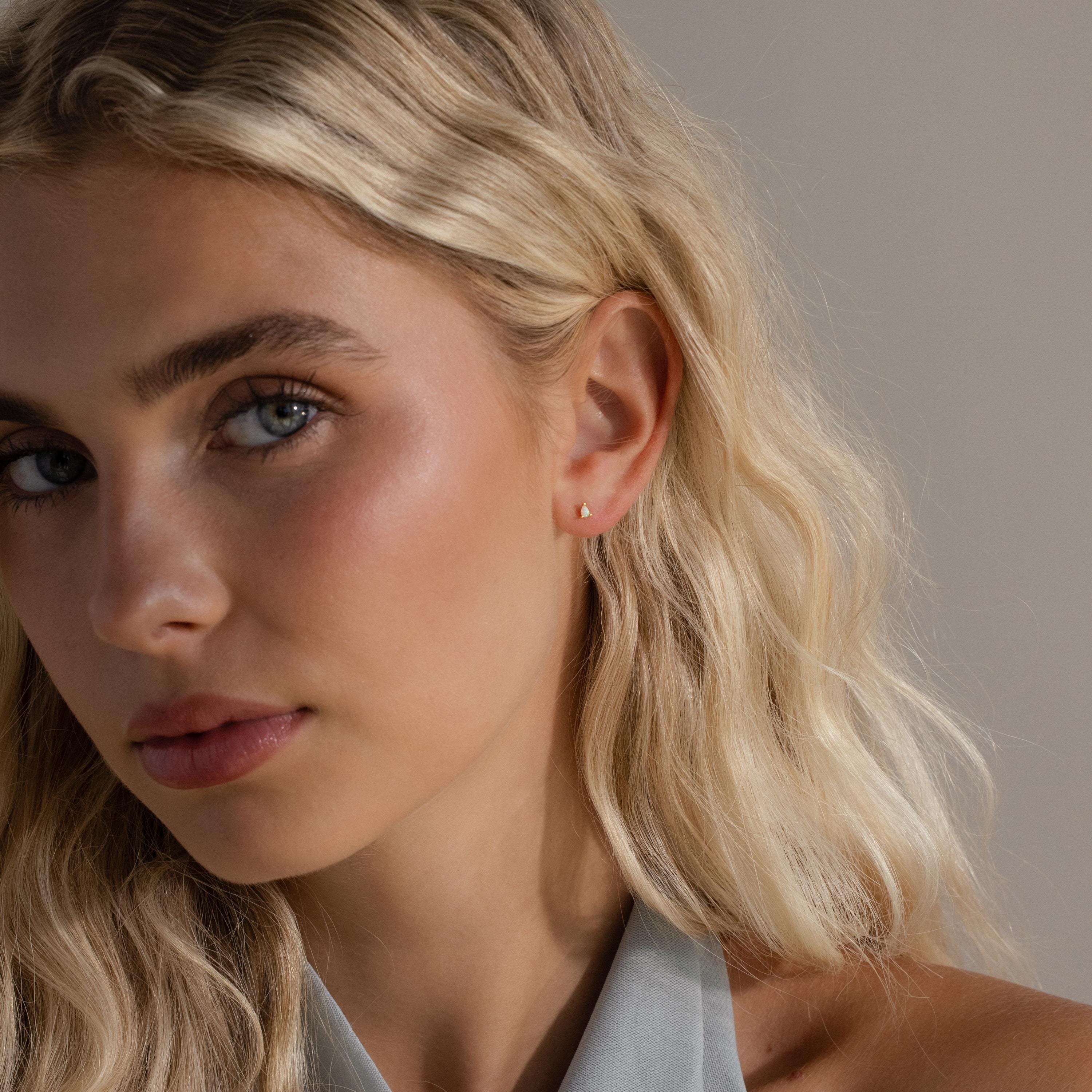 Opal Teardrop Flatback Studs