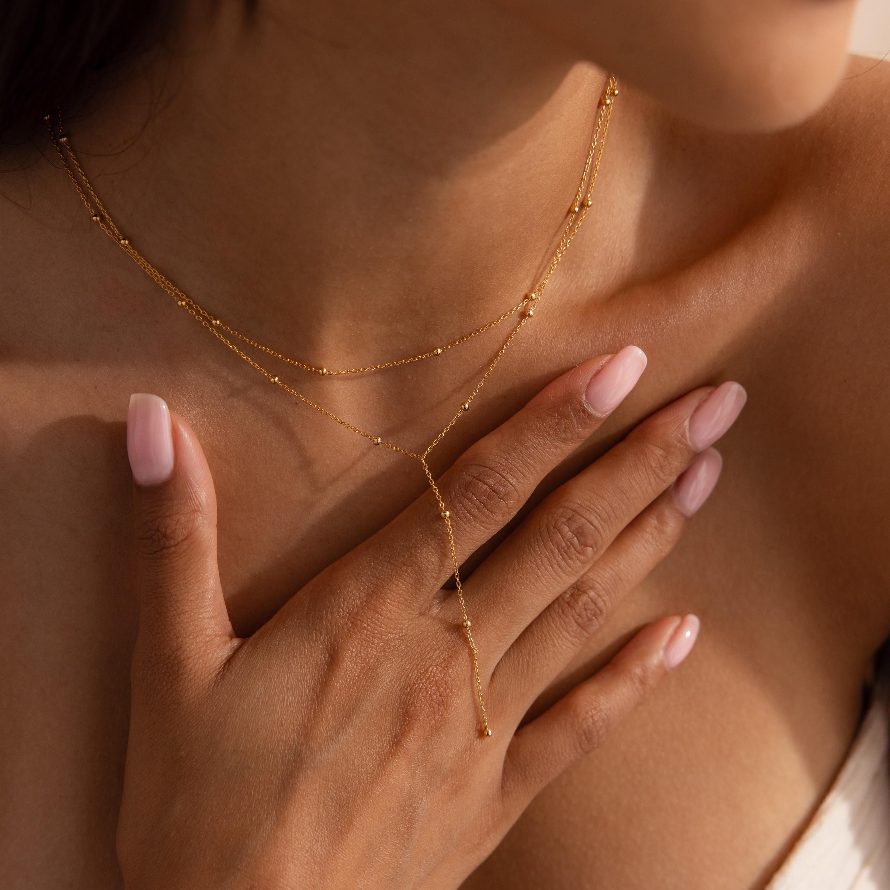 Duo Satellite Lariat Necklace