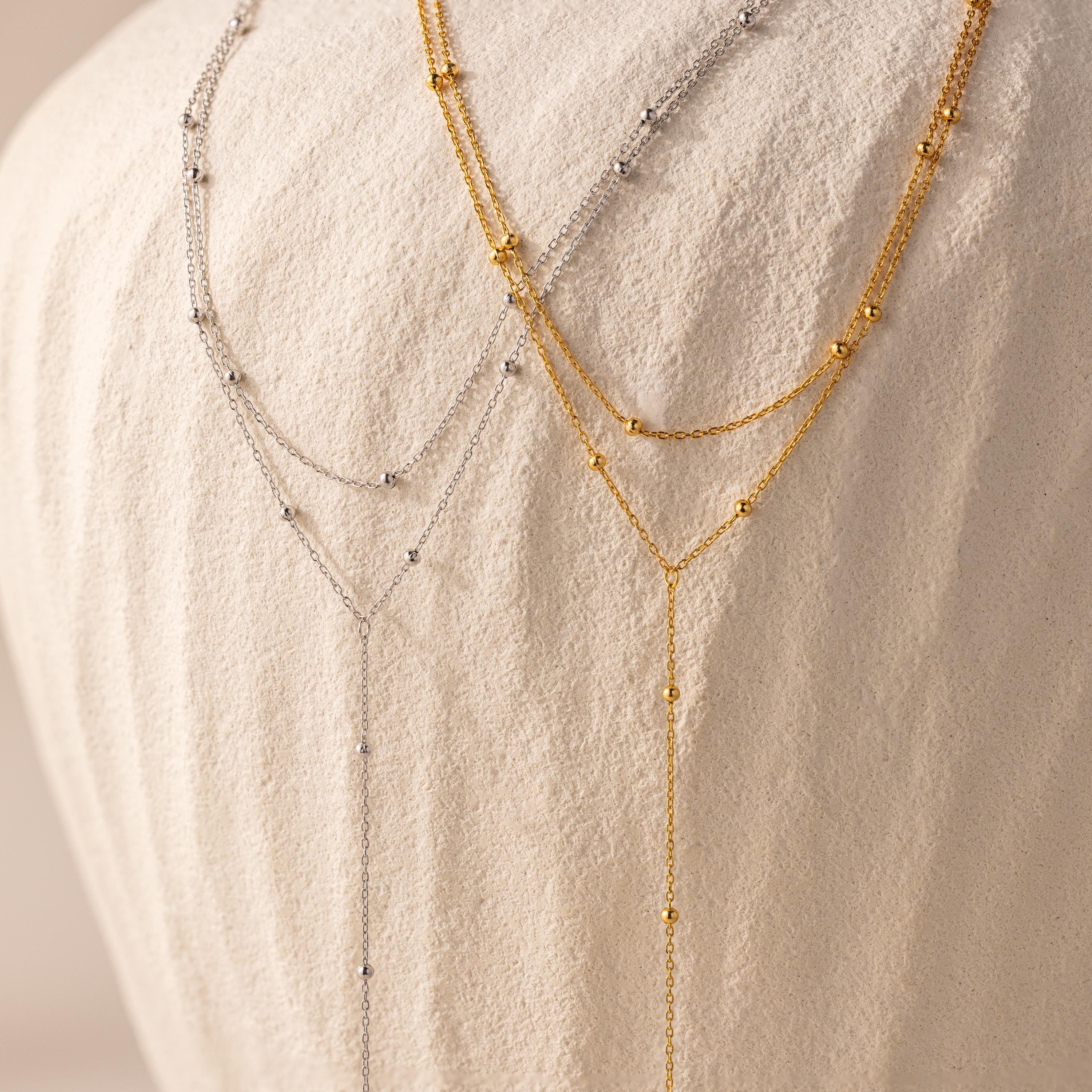 Duo Satellite Lariat Necklace