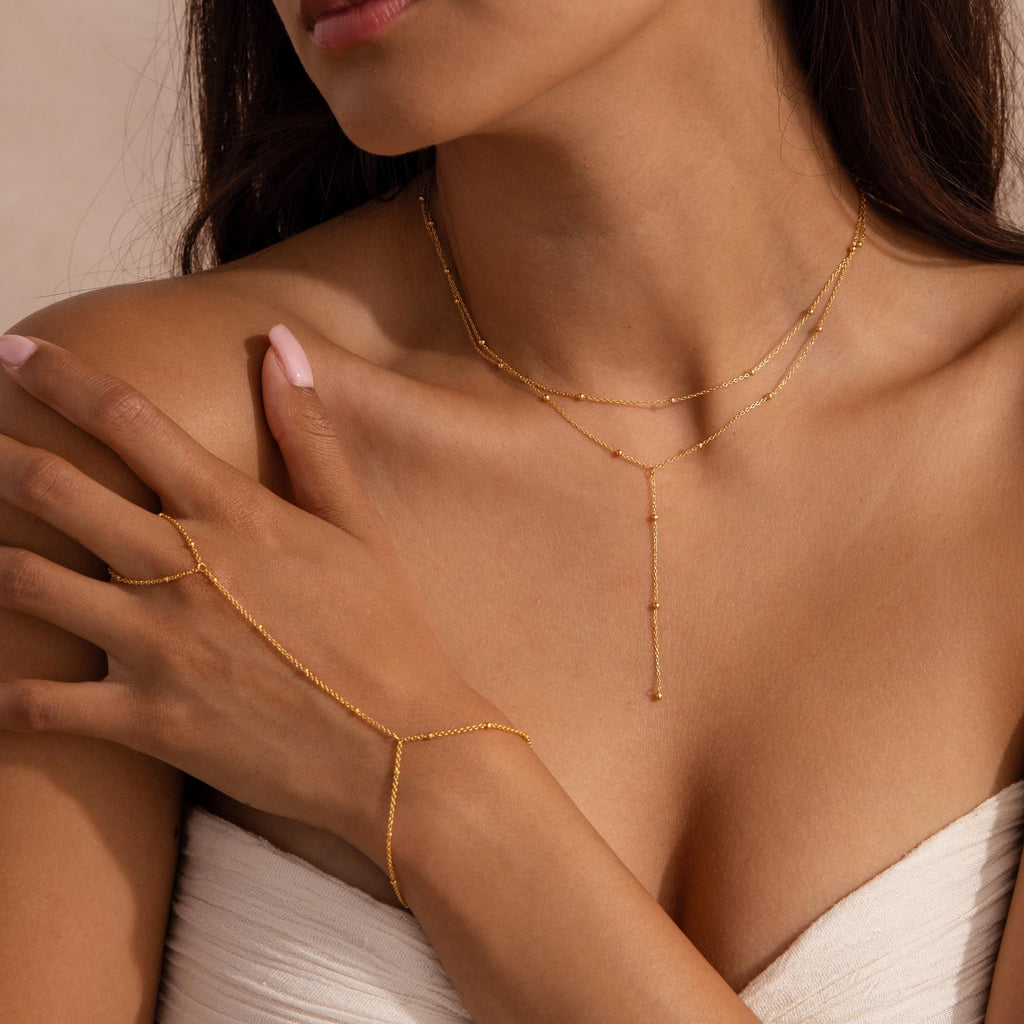 Duo Satellite Lariat Necklace
