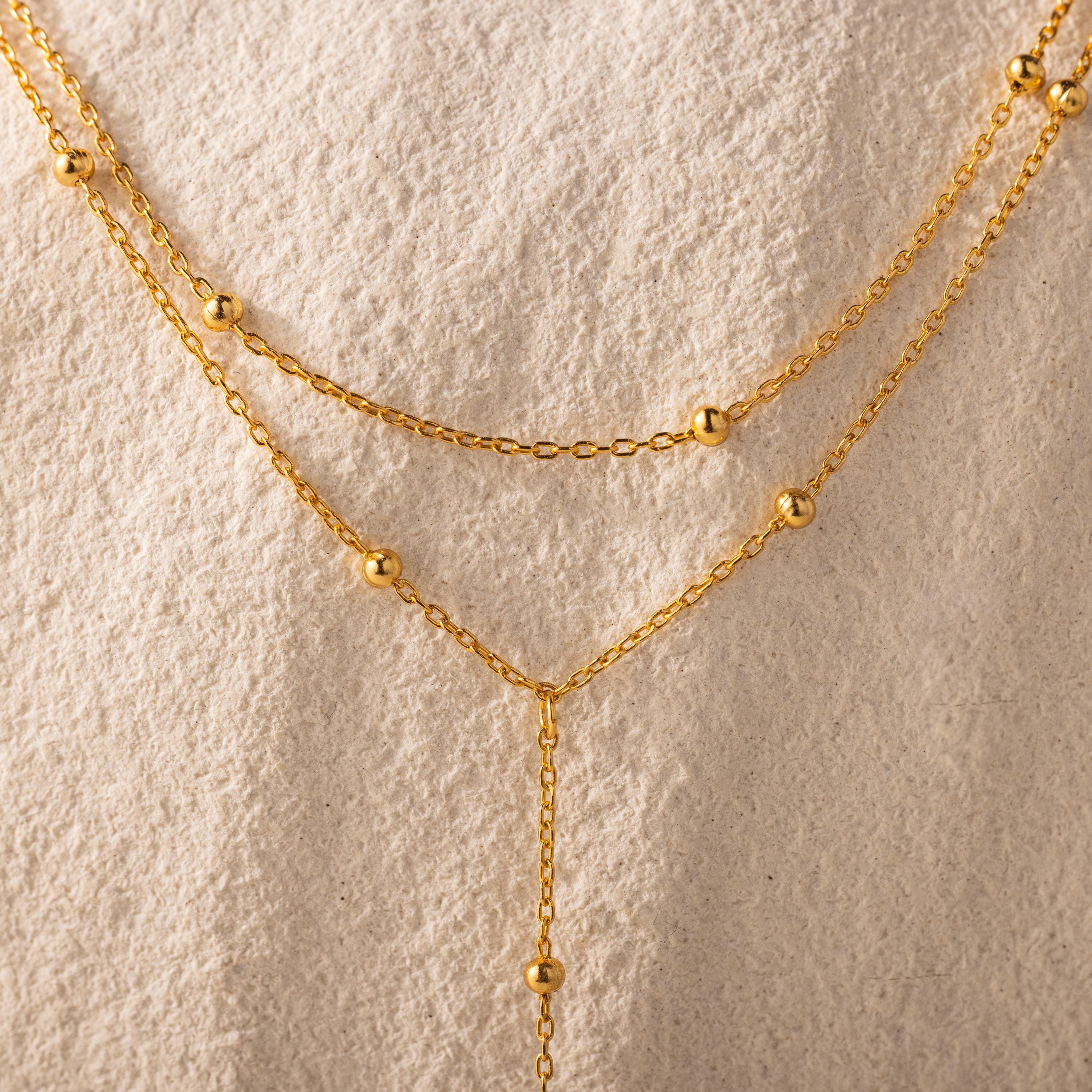 Duo Satellite Lariat Necklace