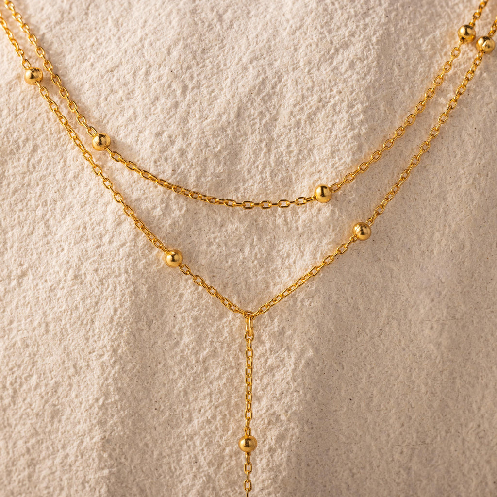 Duo Satellite Lariat Necklace
