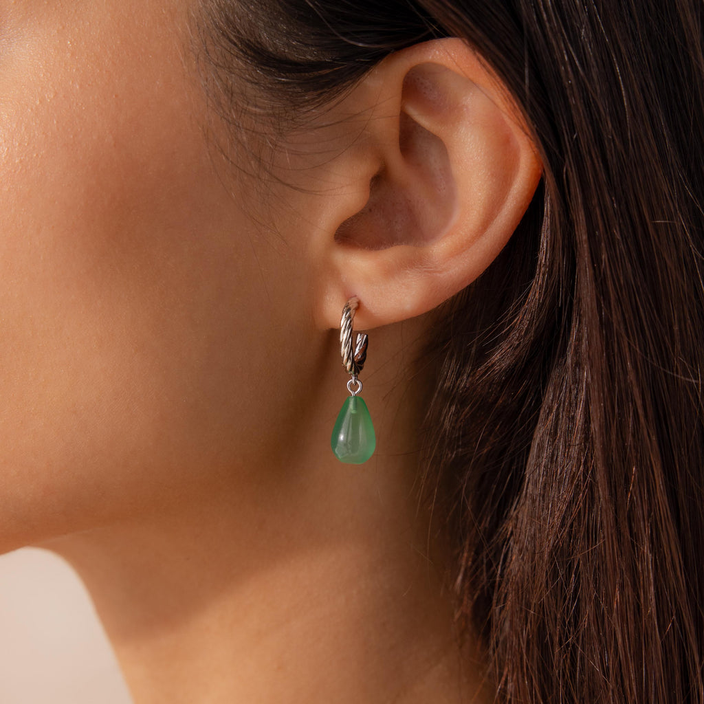 Twisted Jade Hoops
