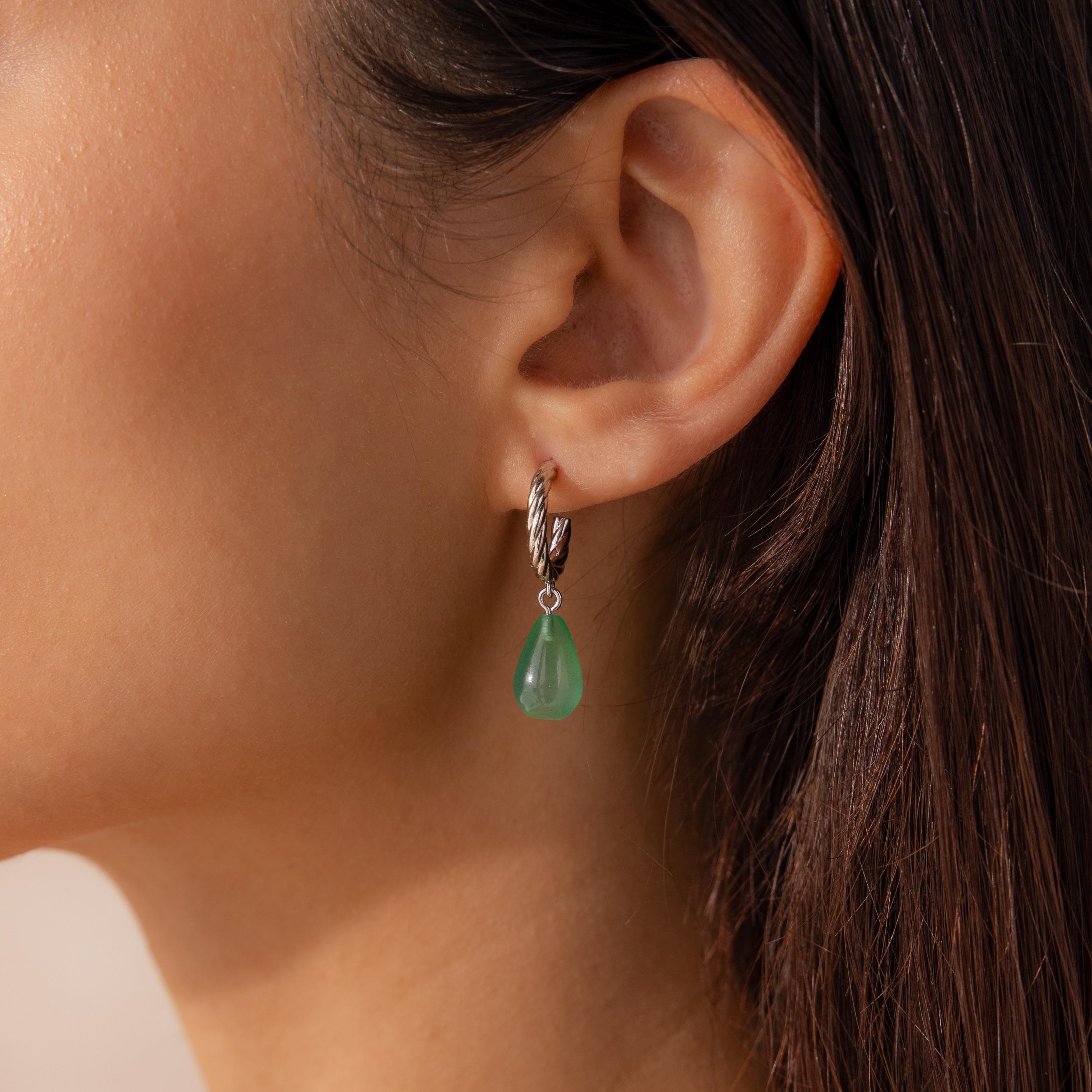 Twisted Jade Hoops