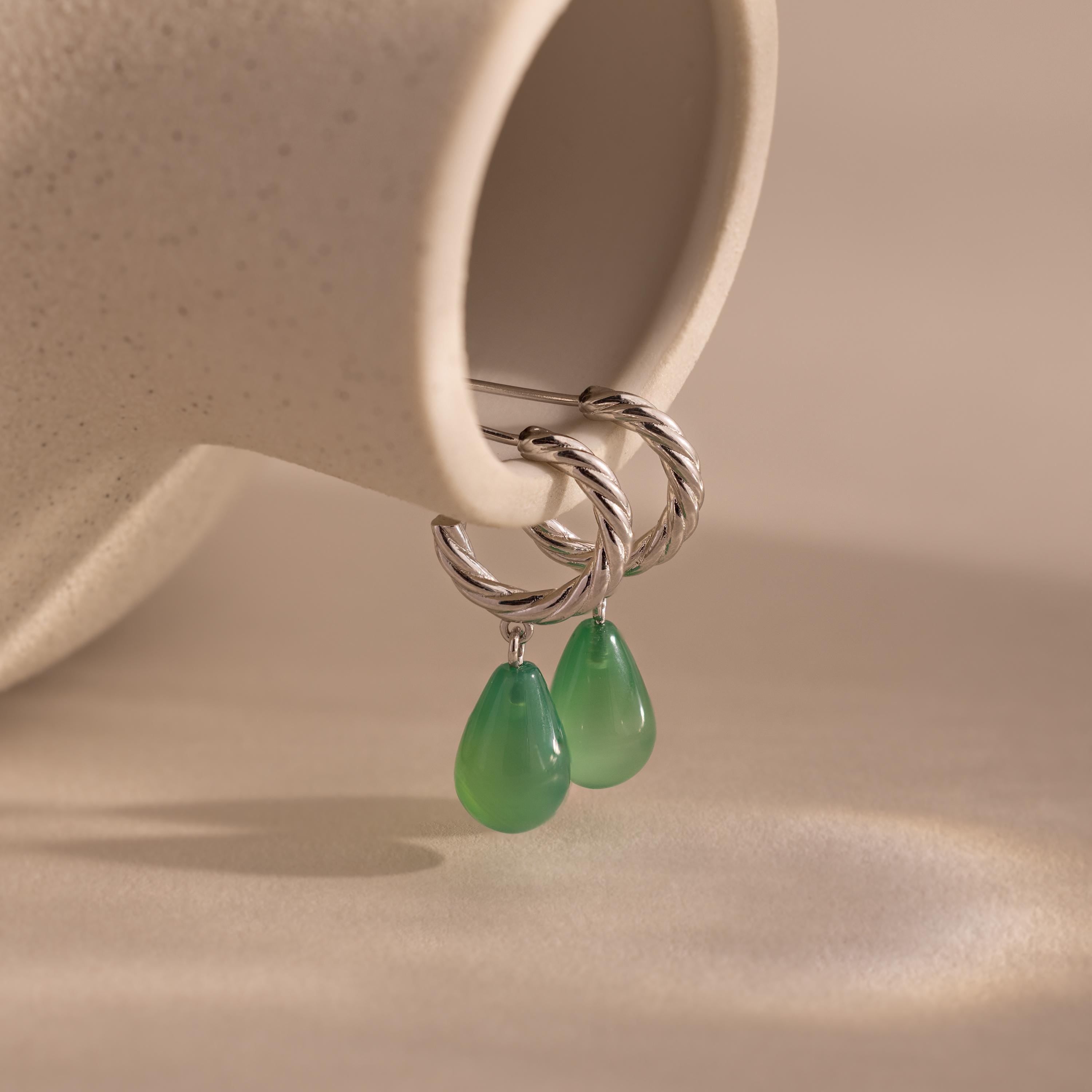 Twisted Jade Hoops