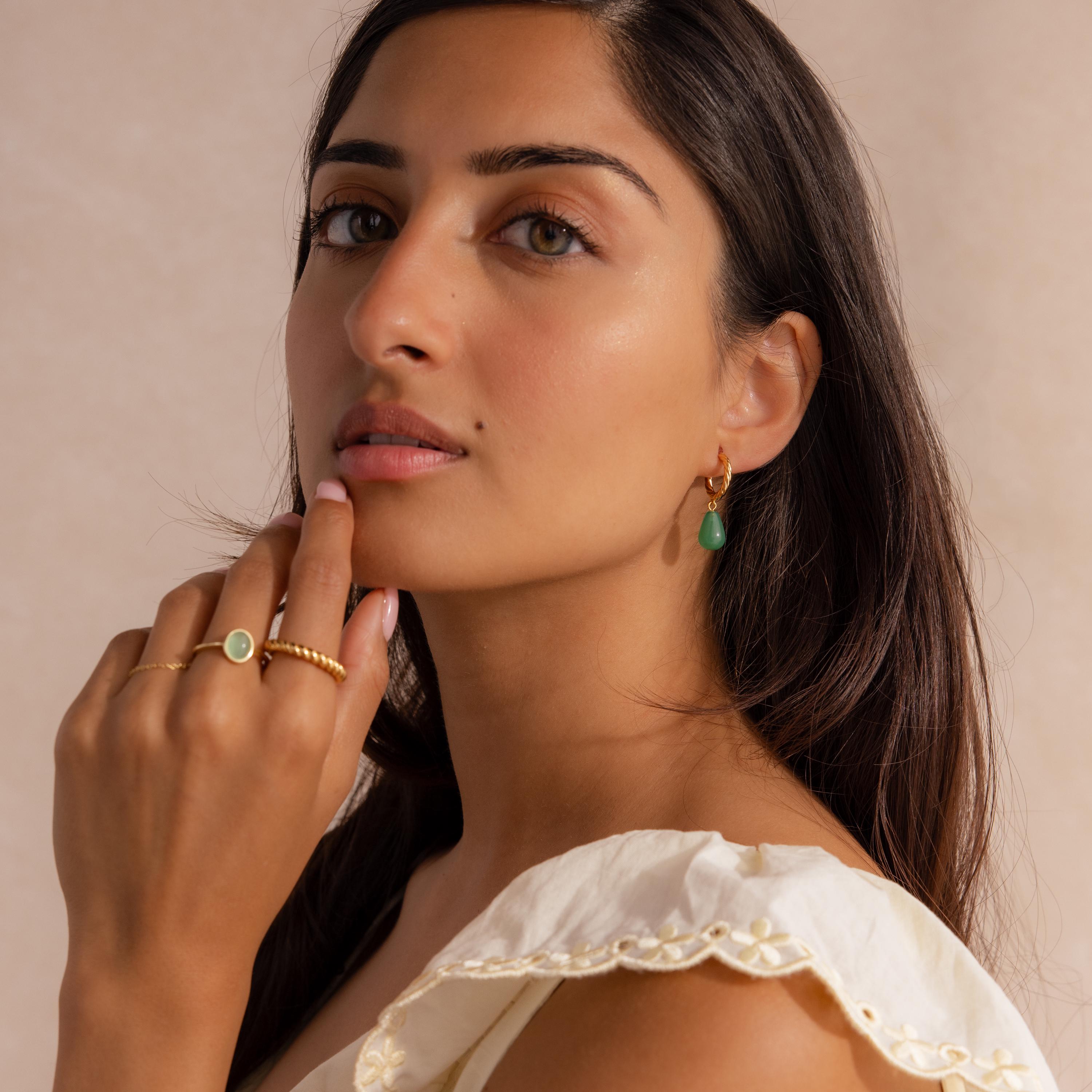 Twisted Jade Hoops