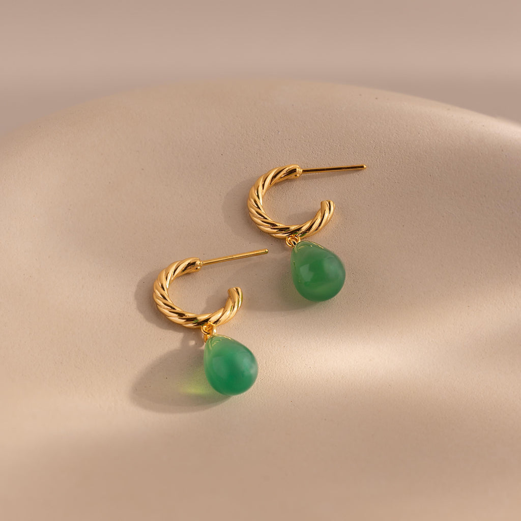 Twisted Jade Hoops