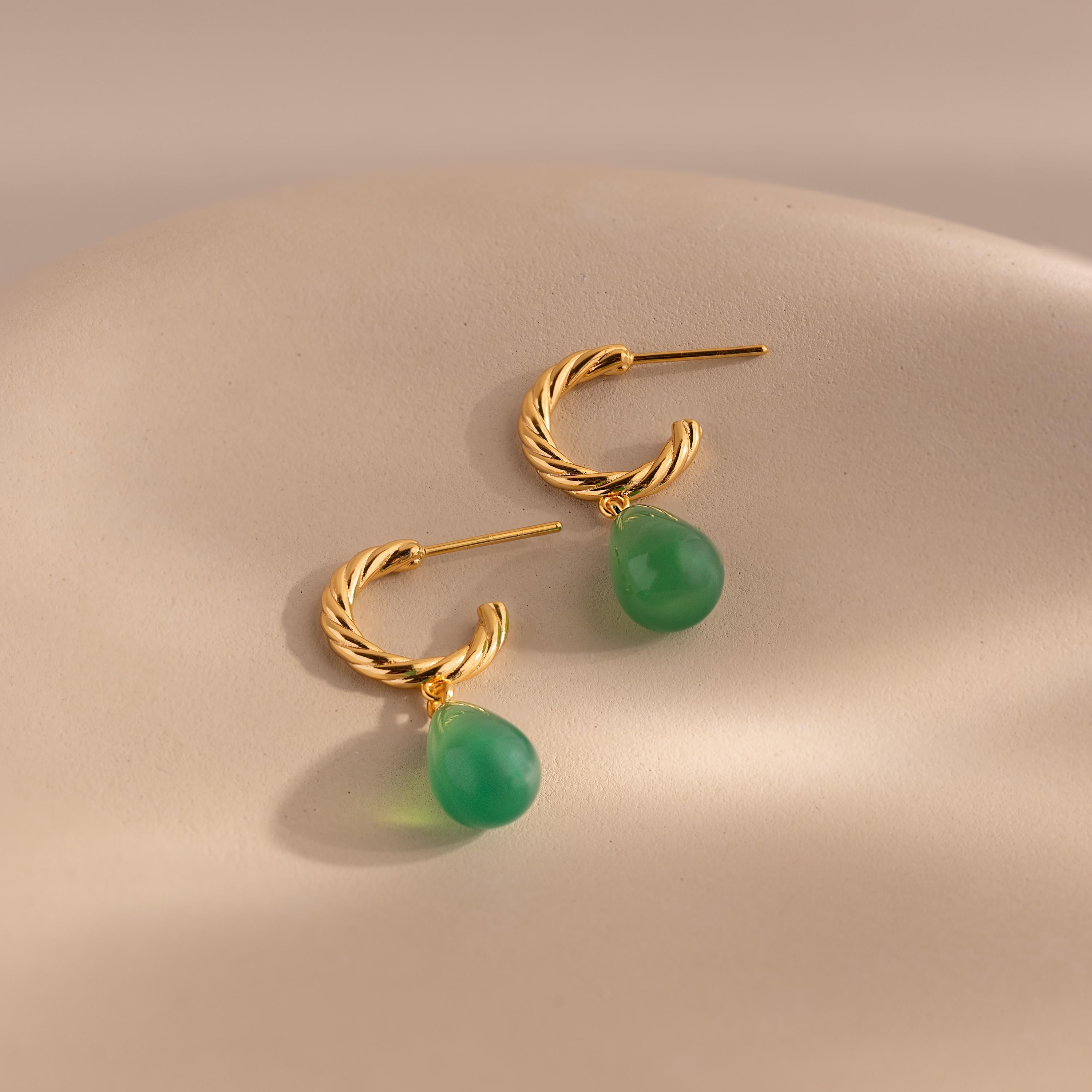 Twisted Jade Hoops