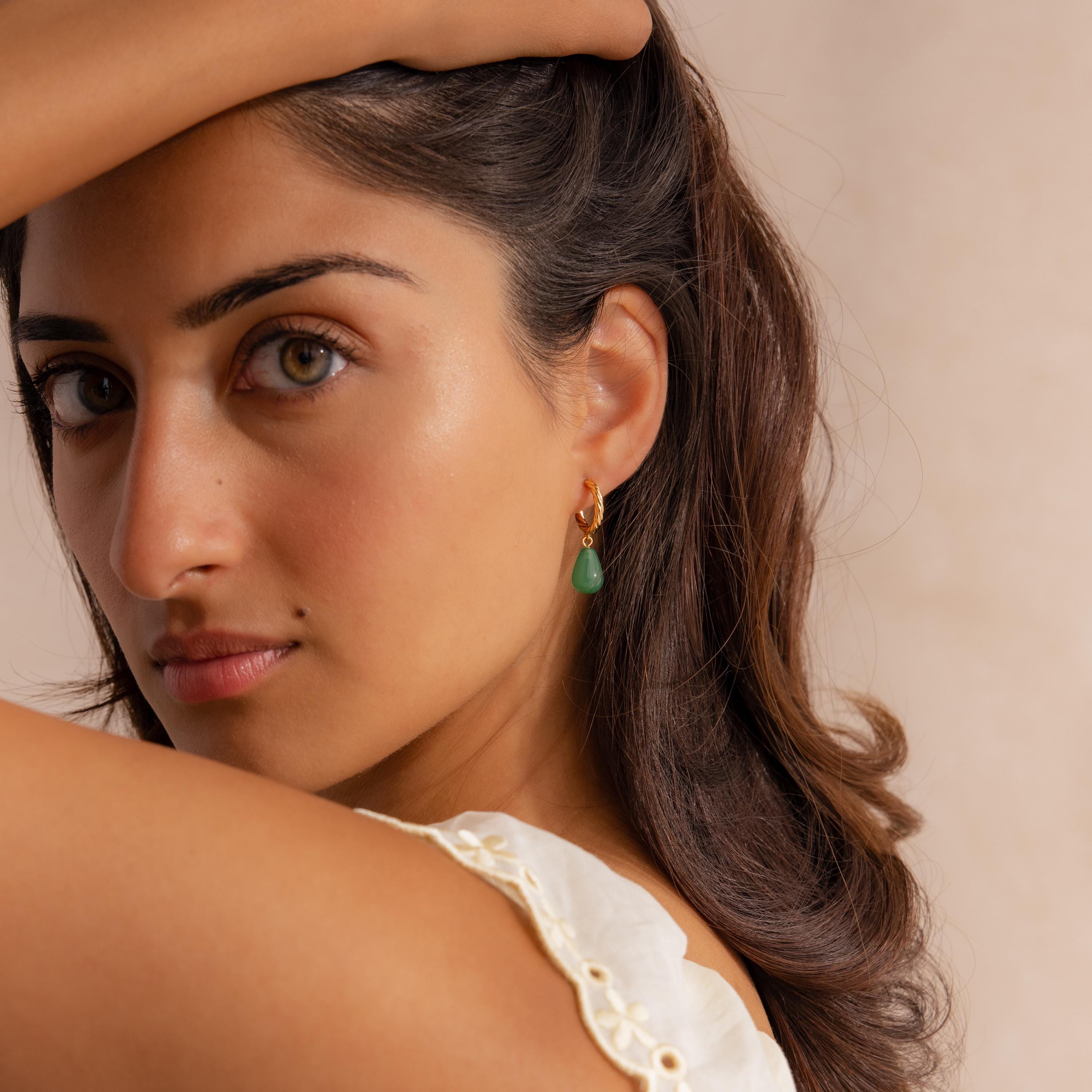 Twisted Jade Hoops