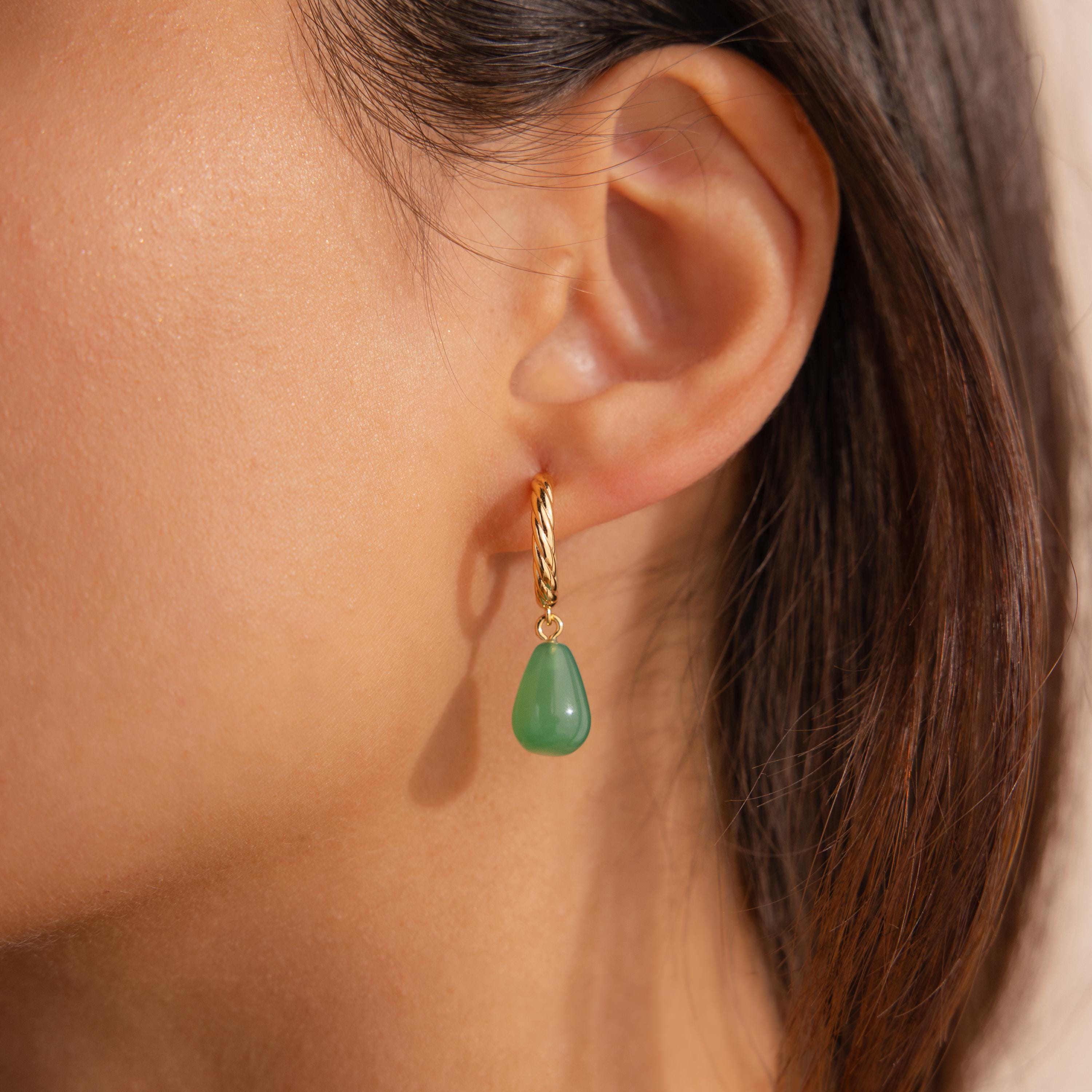 Twisted Jade Hoops