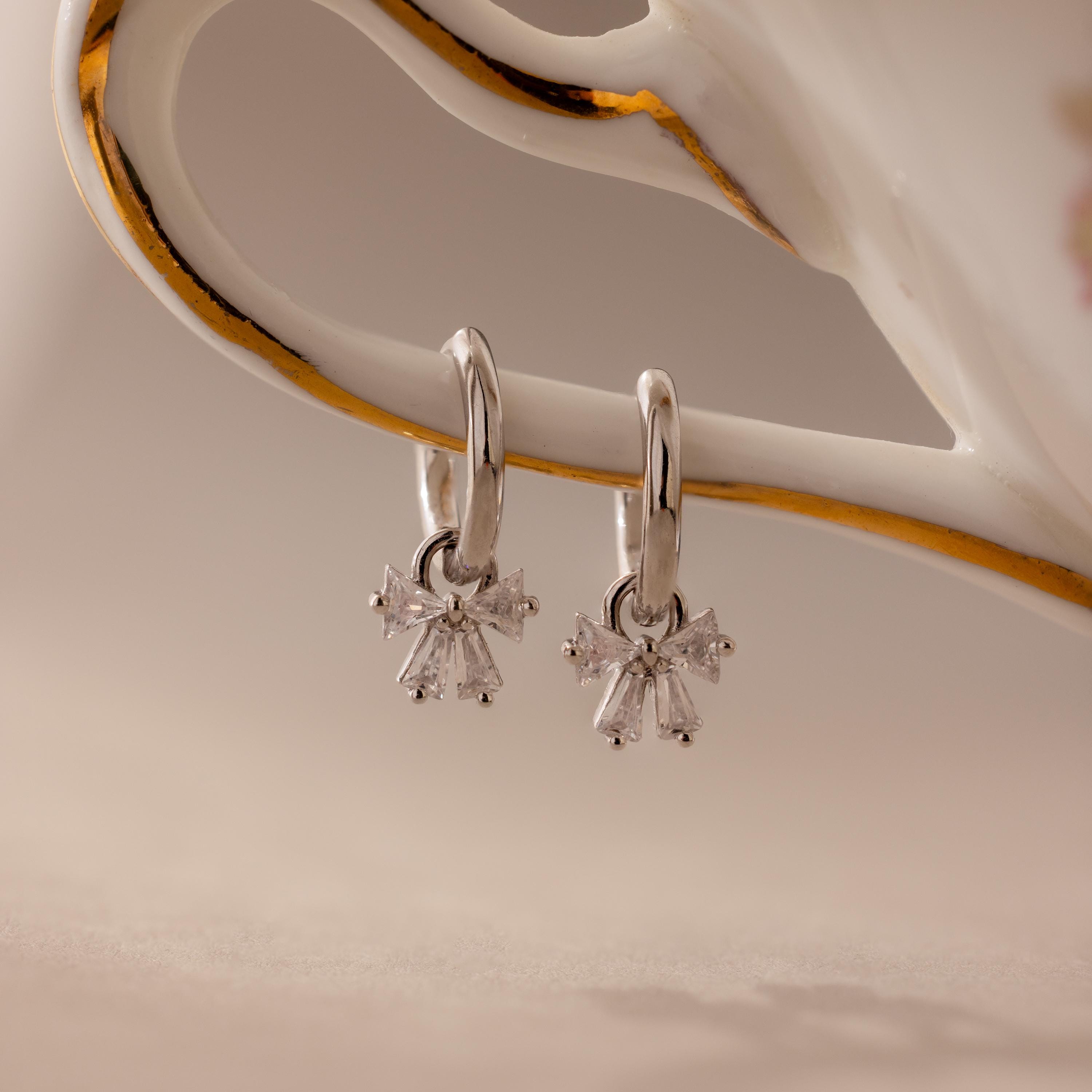 Diamond Bow Hoops