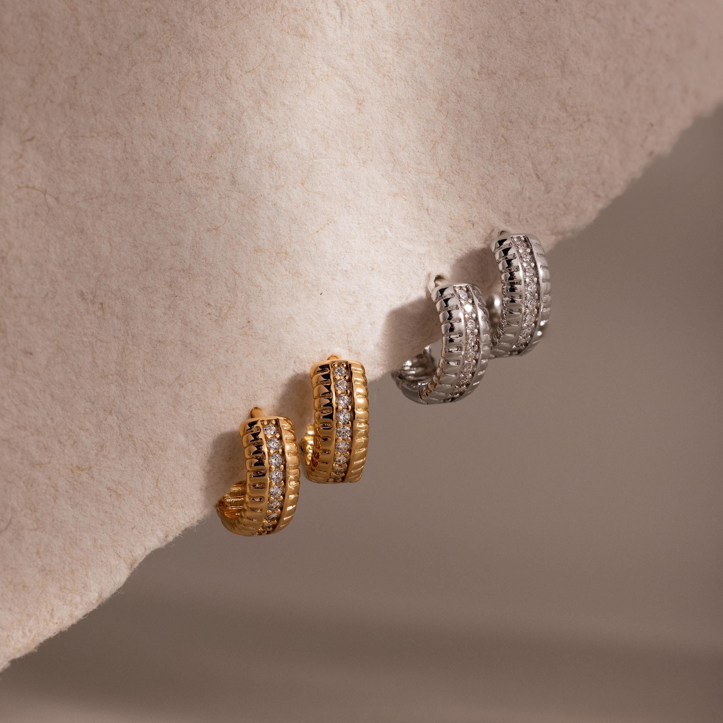 Ribbed Pave Huggies