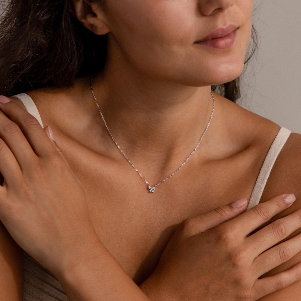 Diamond Bow Necklace