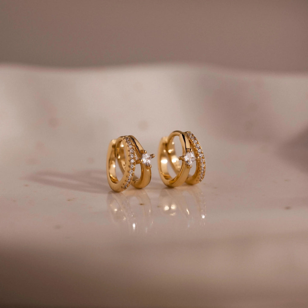 Pave Diamond Duo Huggies