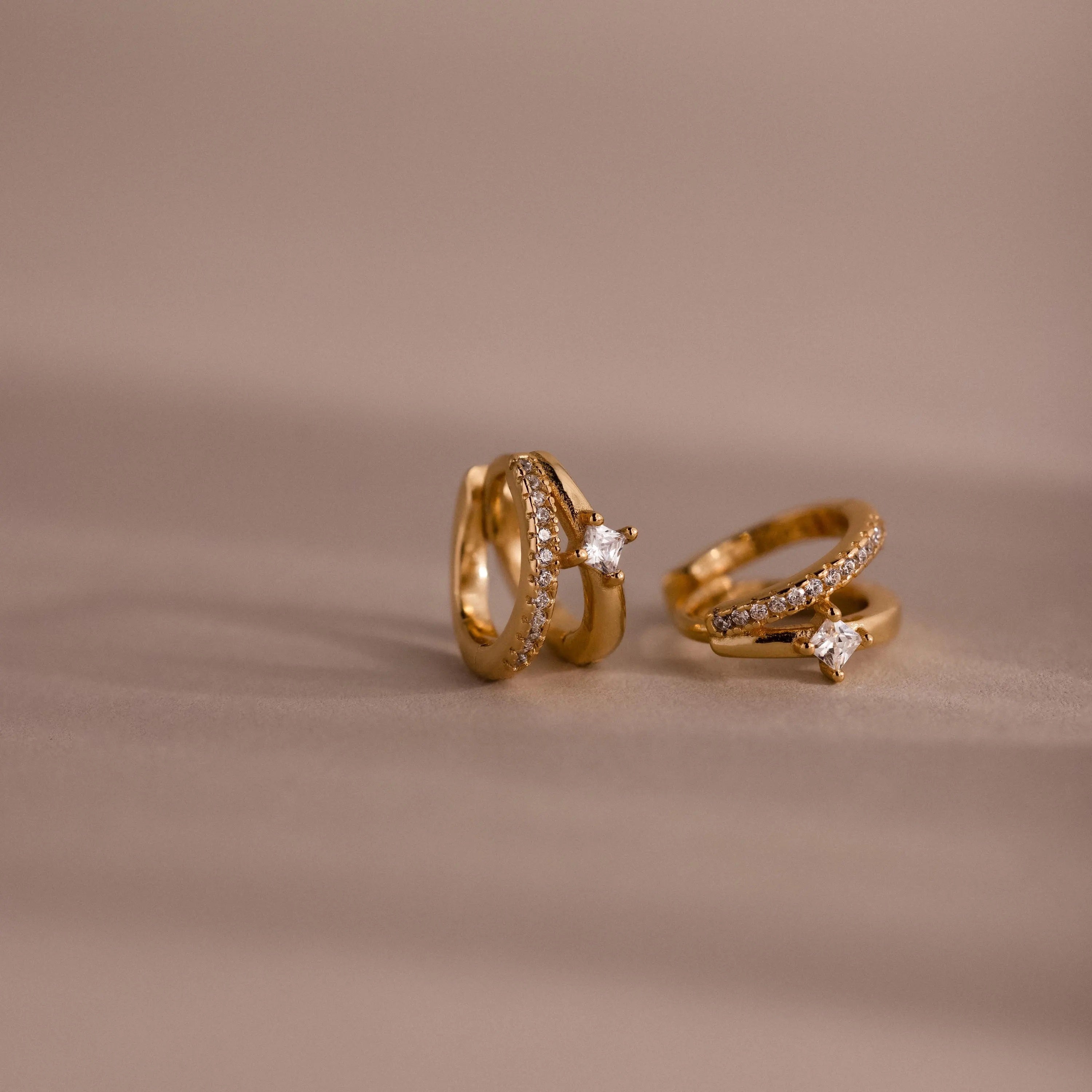 Pave Diamond Duo Huggies
