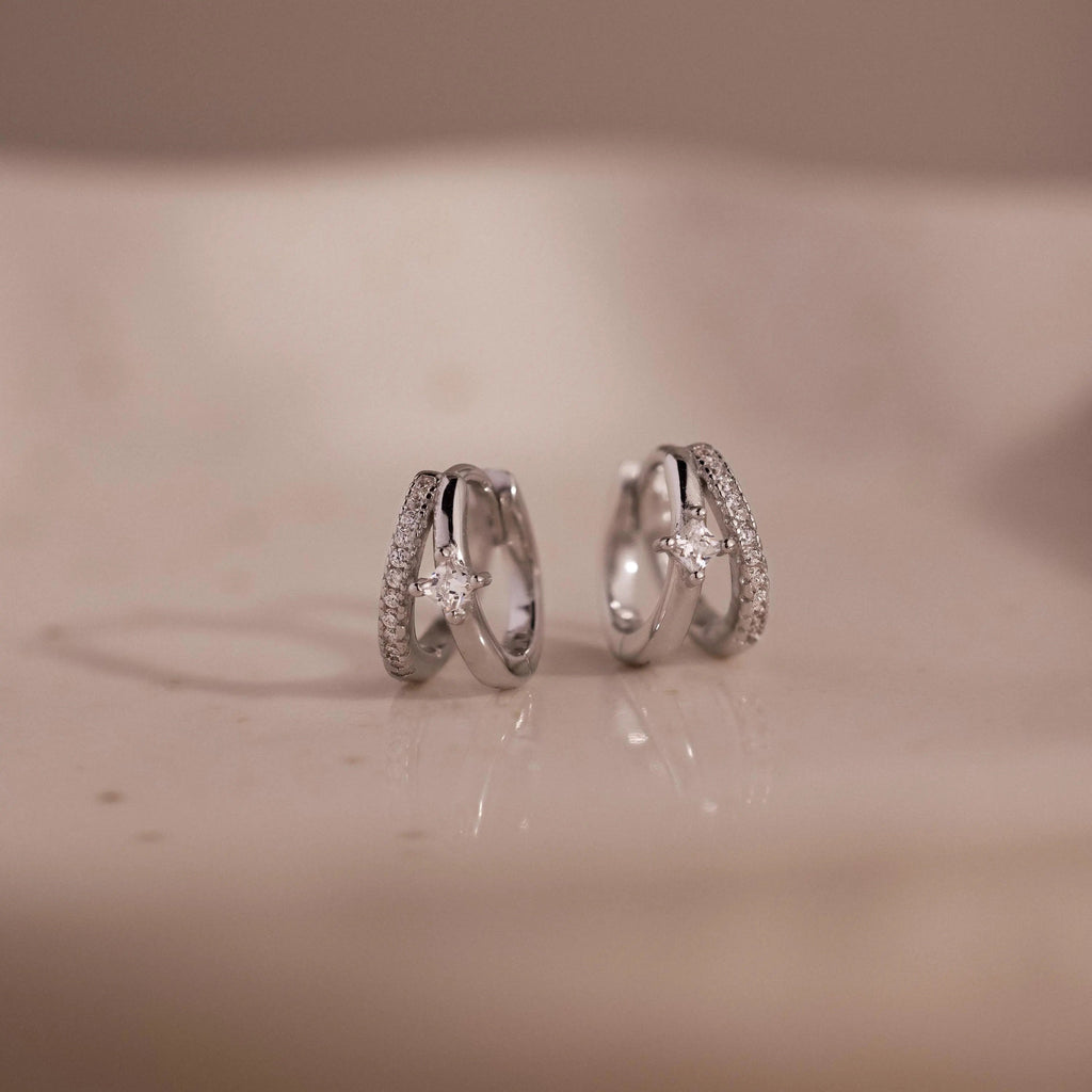 Pave Diamond Duo Huggies