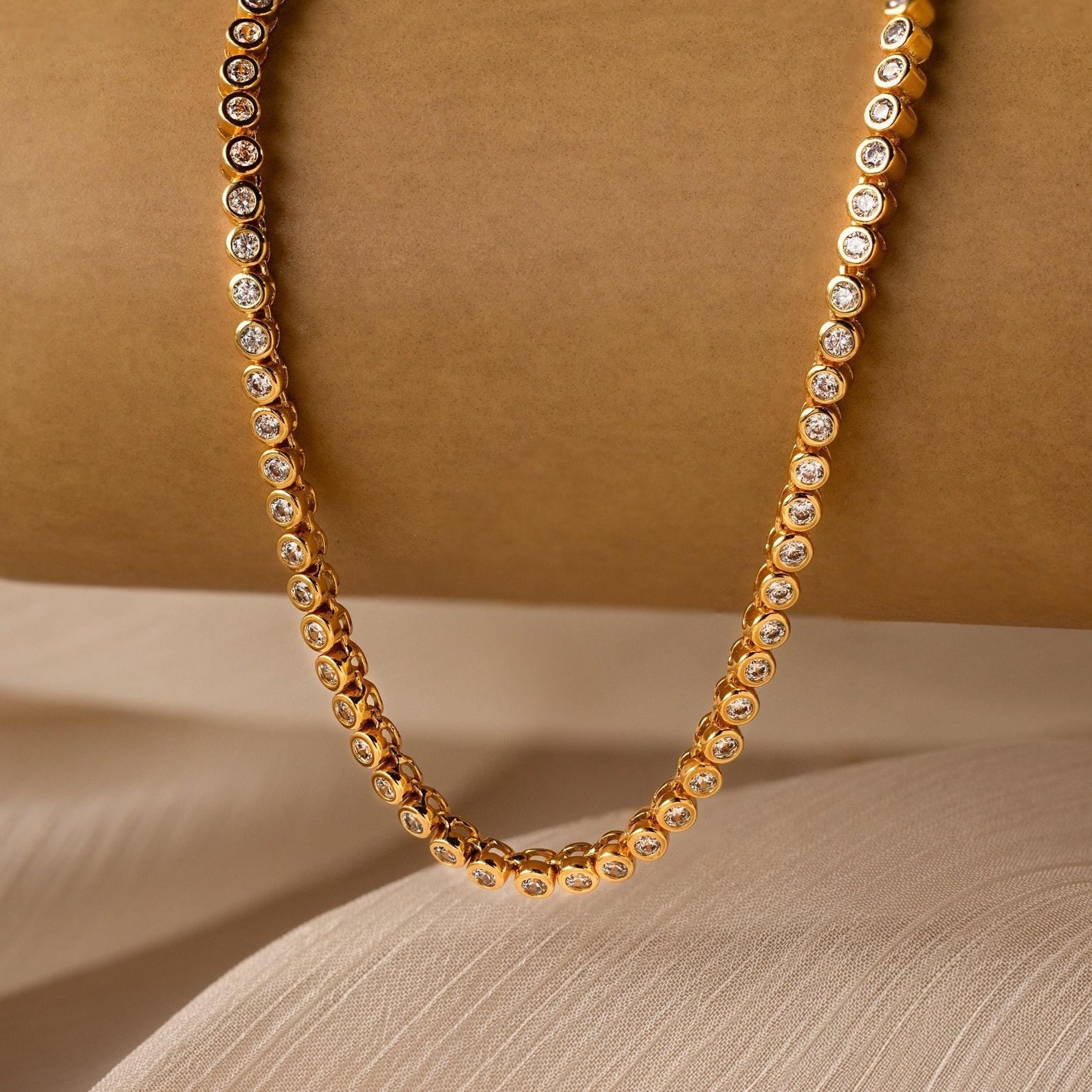 Diamond Bezel Tennis Necklace & Bracelet Set
