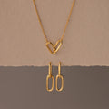Linked Charm Necklace and Earrings Set