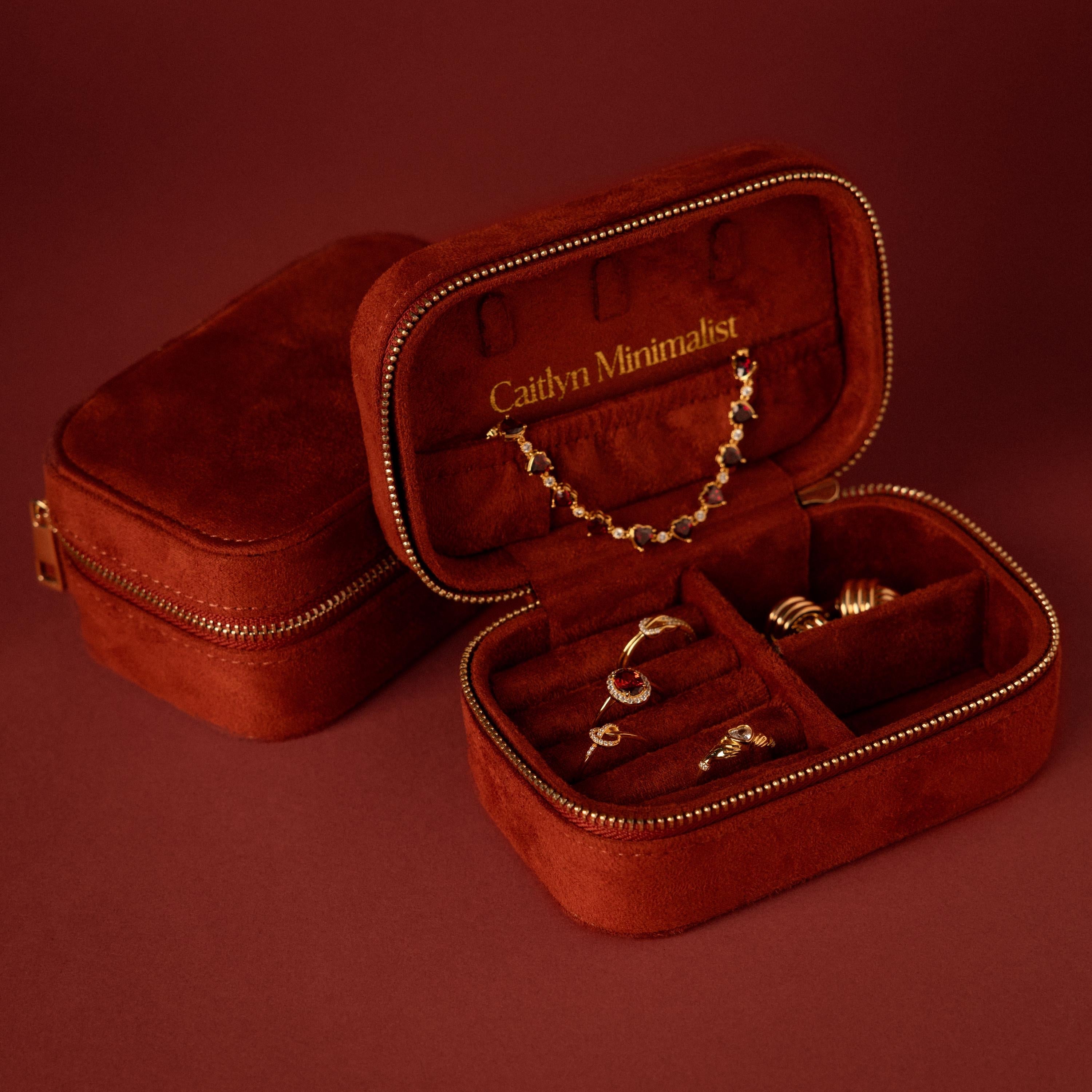 Cherry Red Velvet Jewelry Case