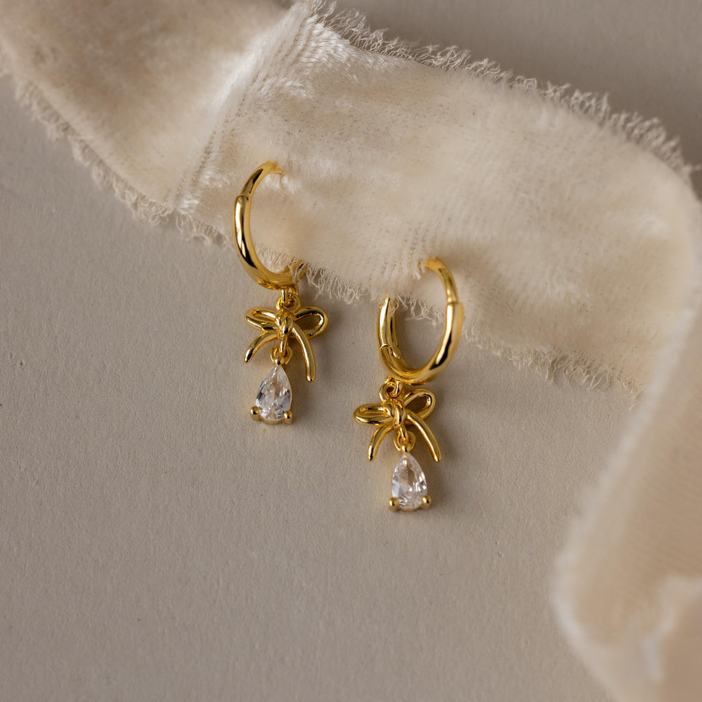 Teardrop Ribbon Charm Hoops