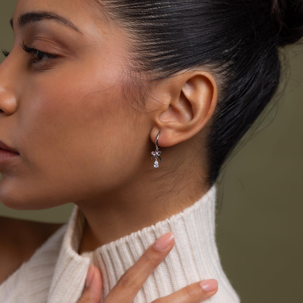 Teardrop Ribbon Charm Hoops