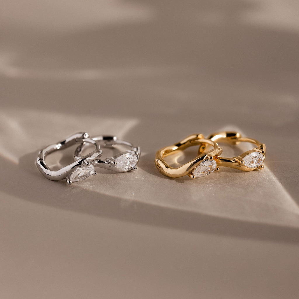 Organic Diamond Teardrop Hoops