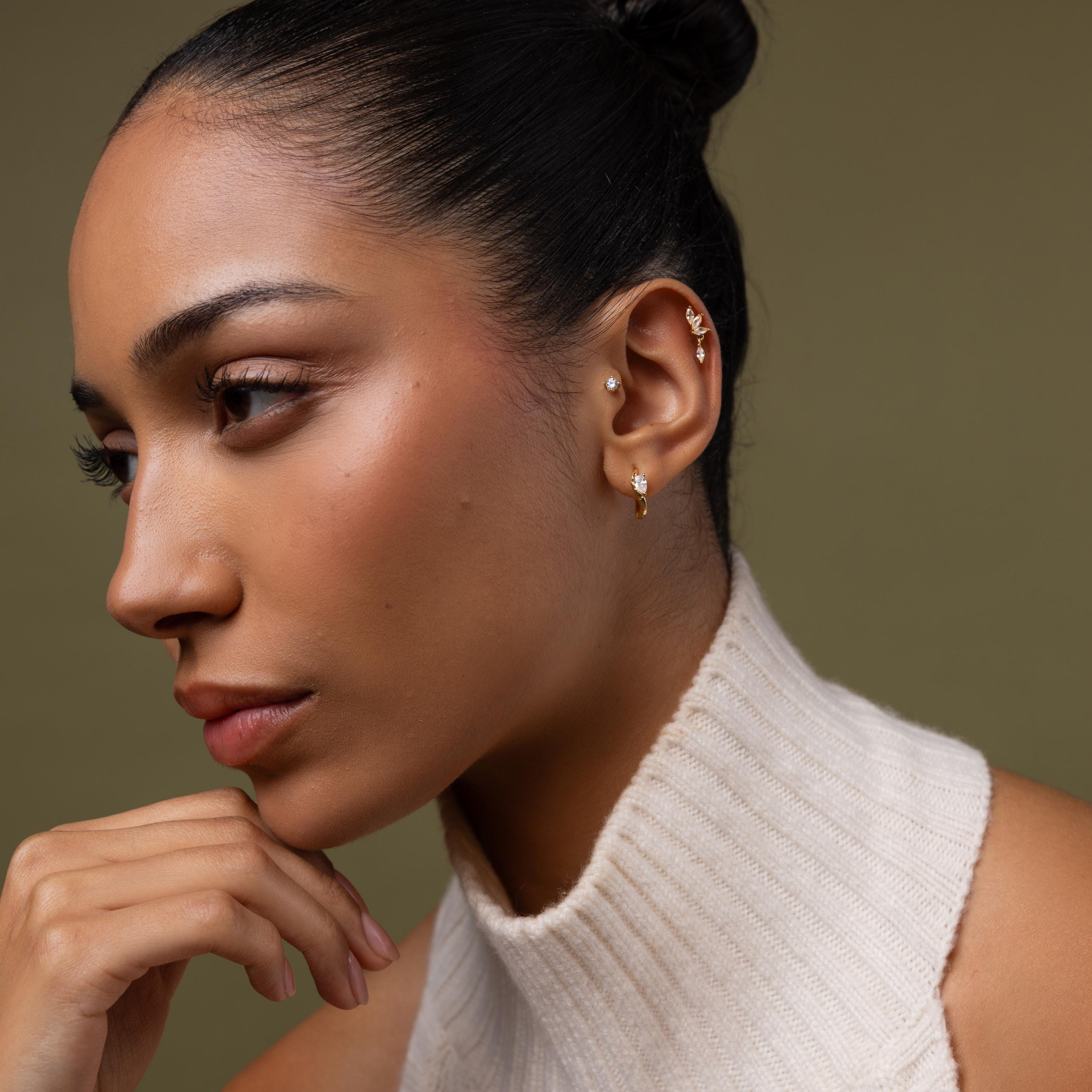 Organic Diamond Teardrop Hoops