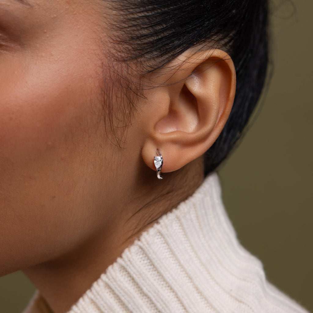 Organic Diamond Teardrop Hoops
