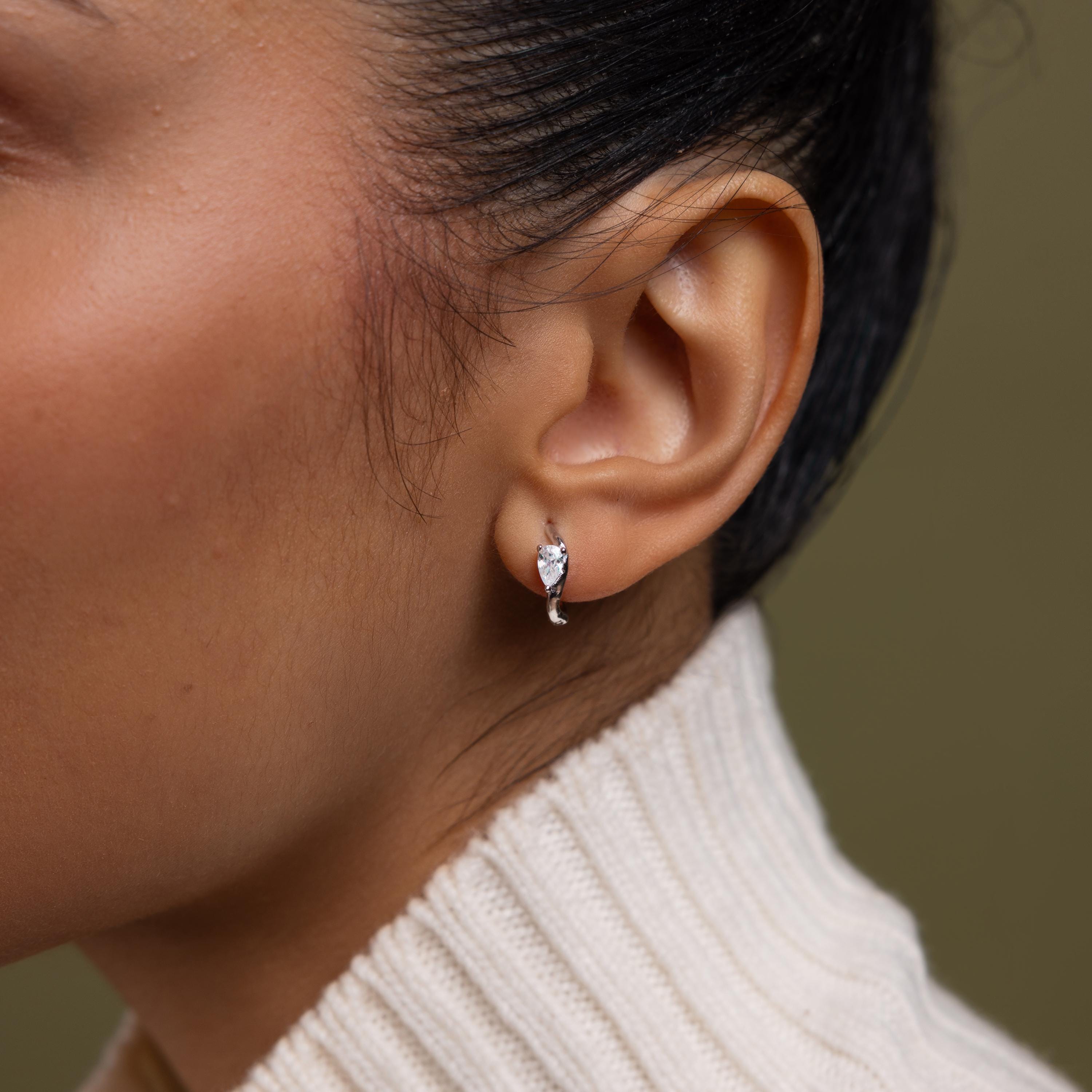 Organic Diamond Teardrop Hoops