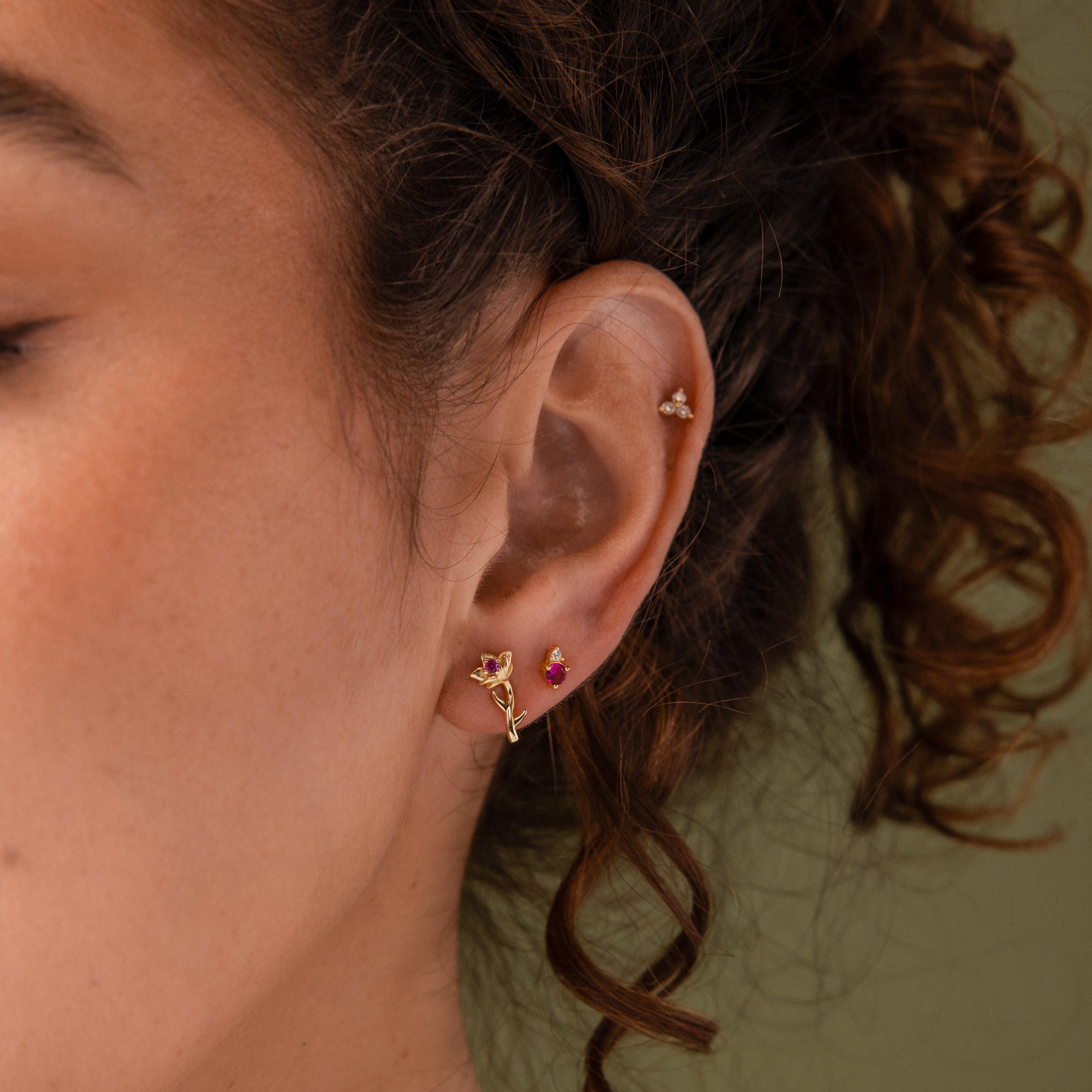 Birth Flower Stud Earrings