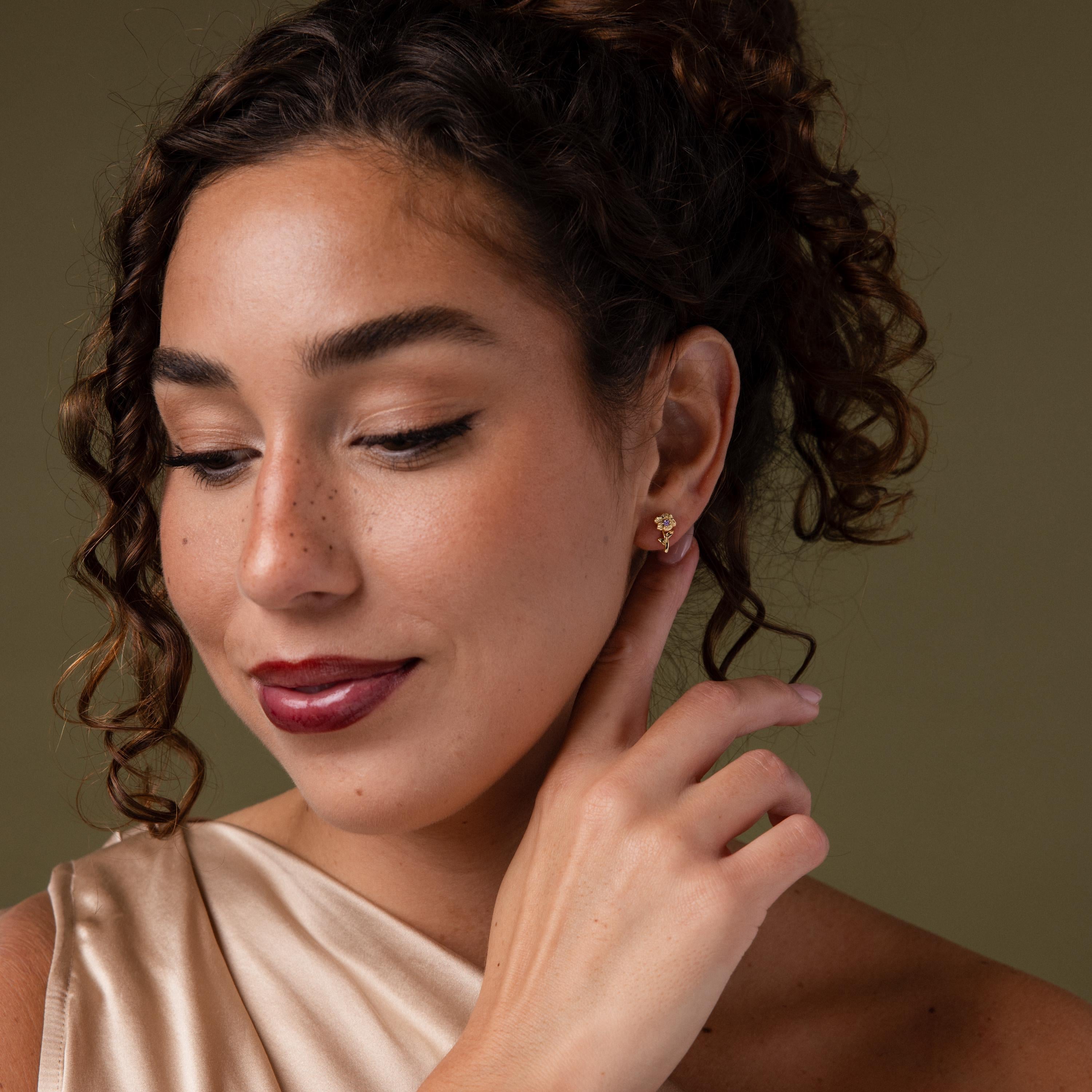 Birth Flower Stud Earrings