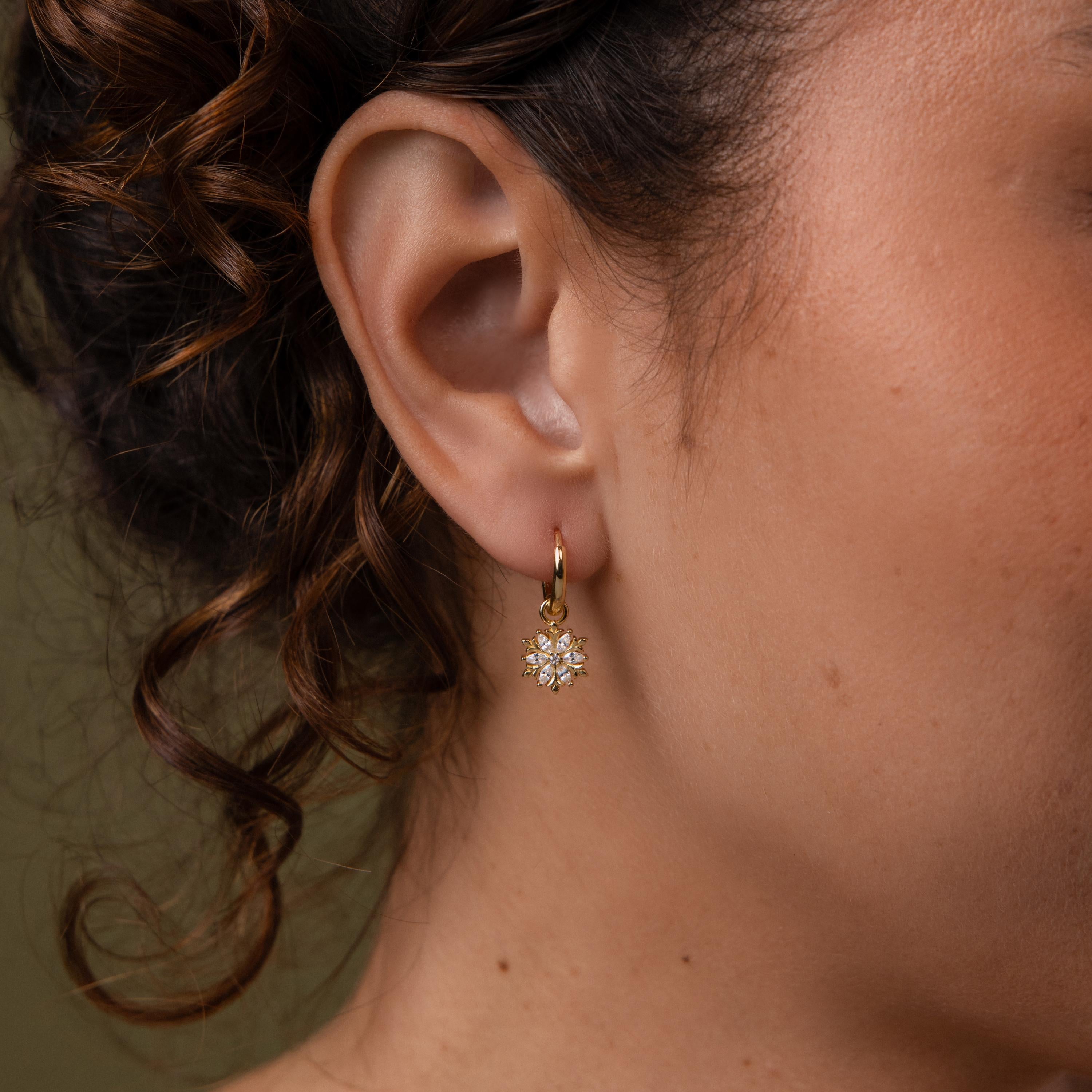 Diamond Poinsettia Hoops