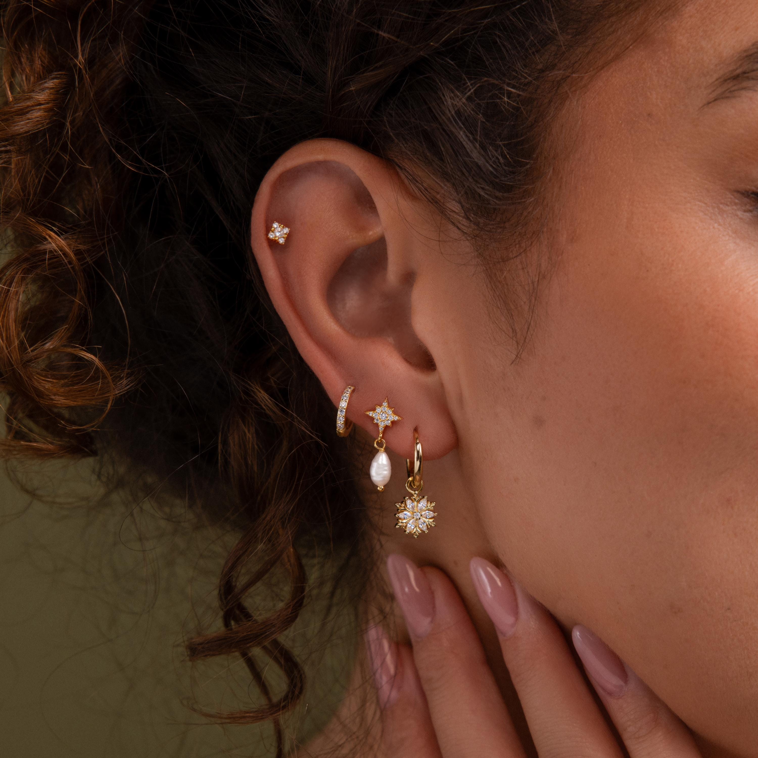 Diamond Poinsettia Hoops