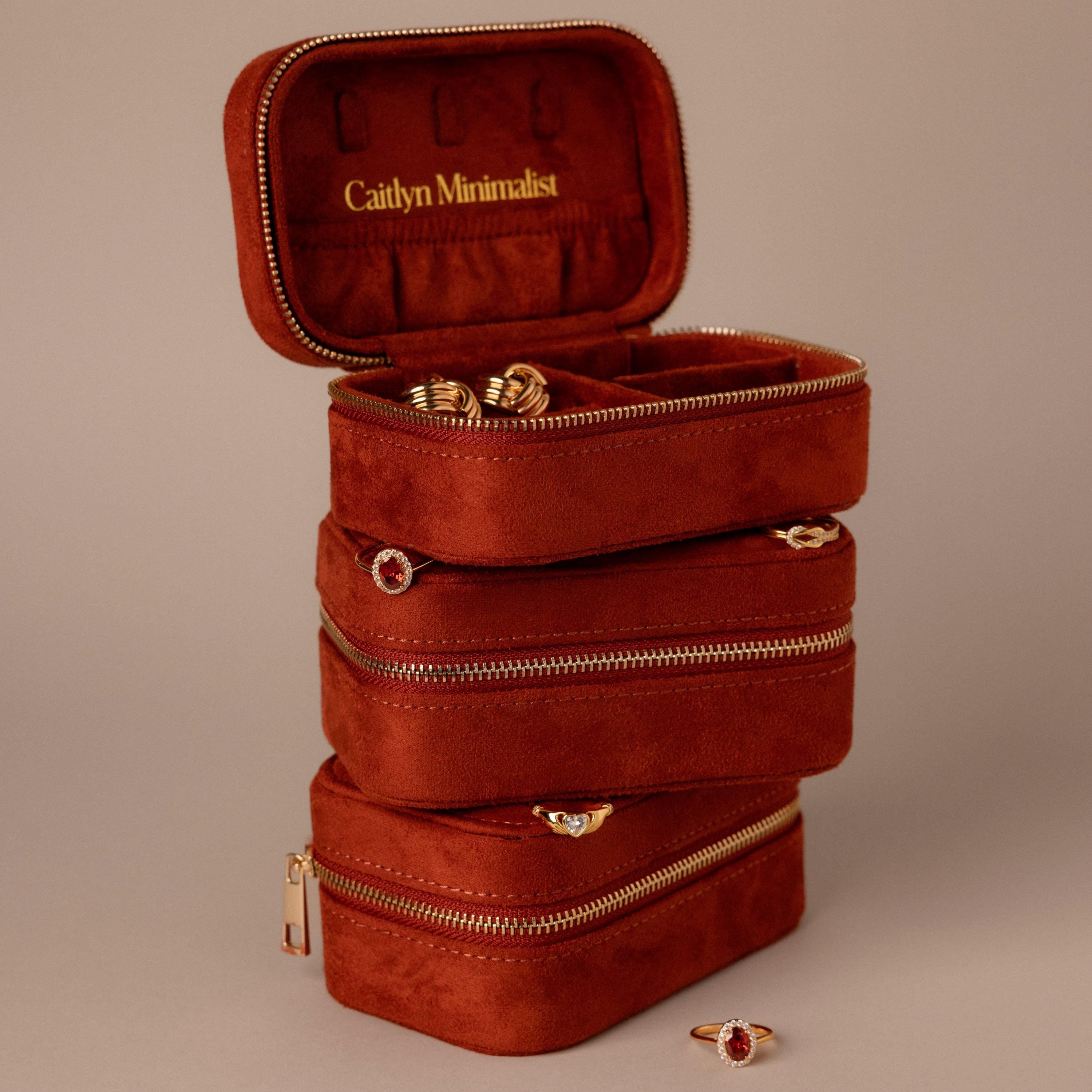 Cherry Red Velvet Jewelry Case