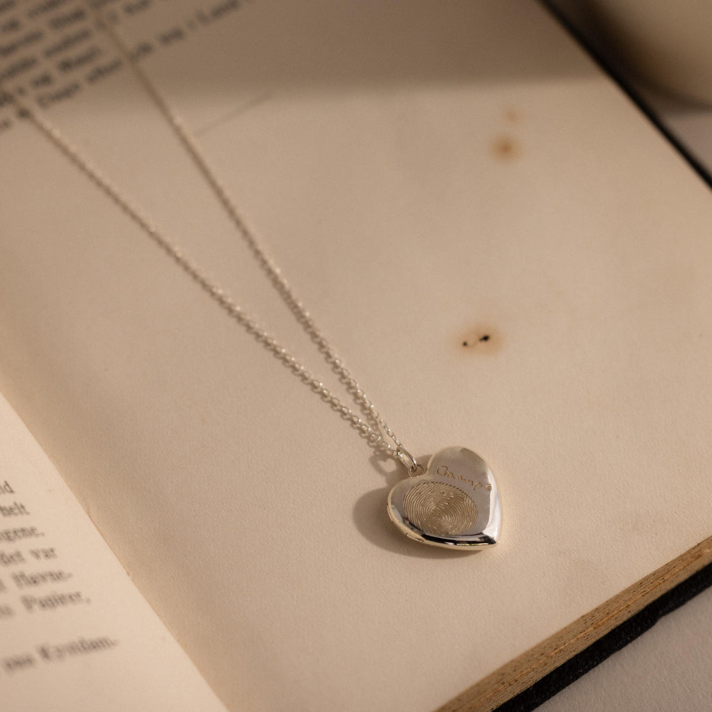 Fingerprint Heart Locket Necklace
