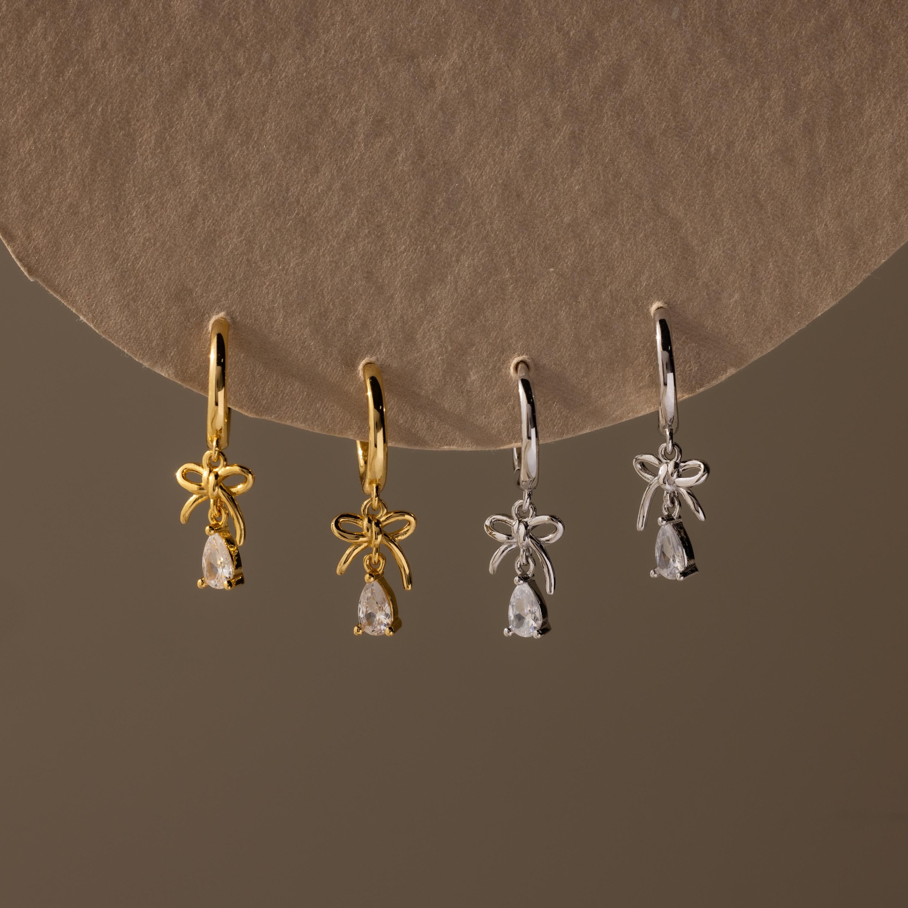 Teardrop Ribbon Charm Hoops