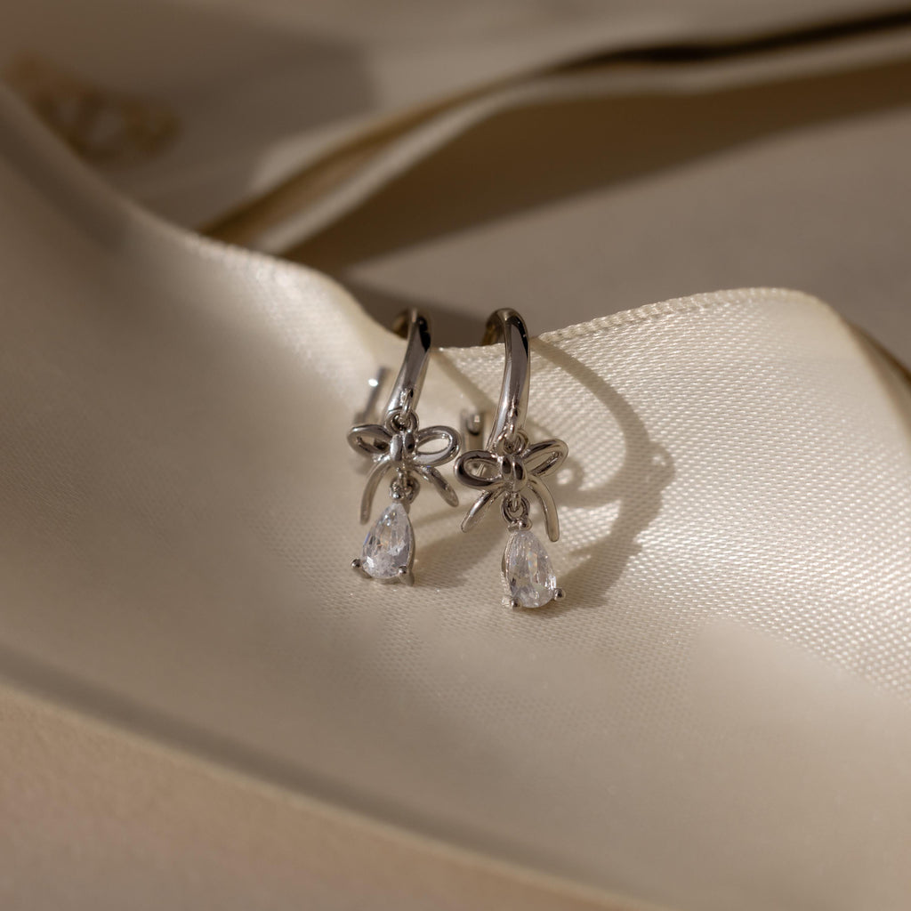Teardrop Ribbon Charm Hoops