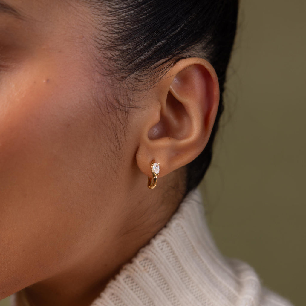 Organic Diamond Teardrop Hoops
